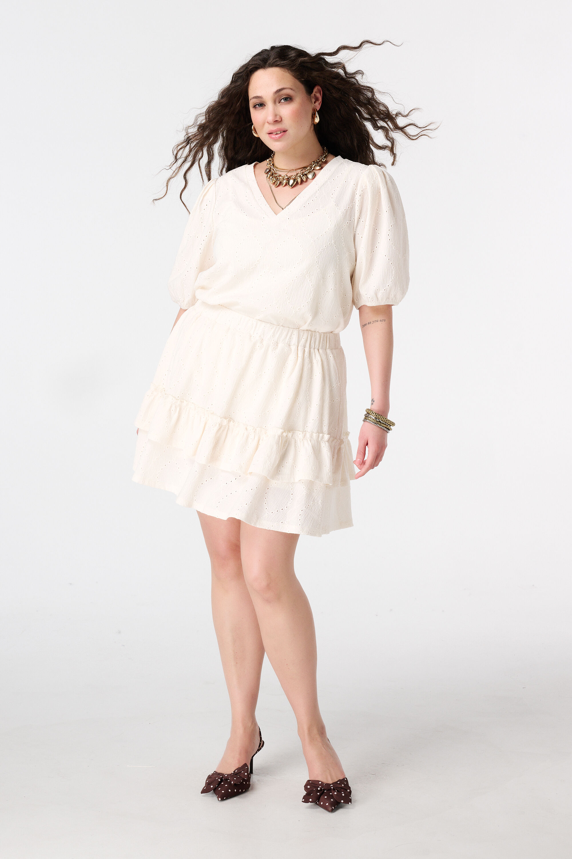 Rok met broderie-look