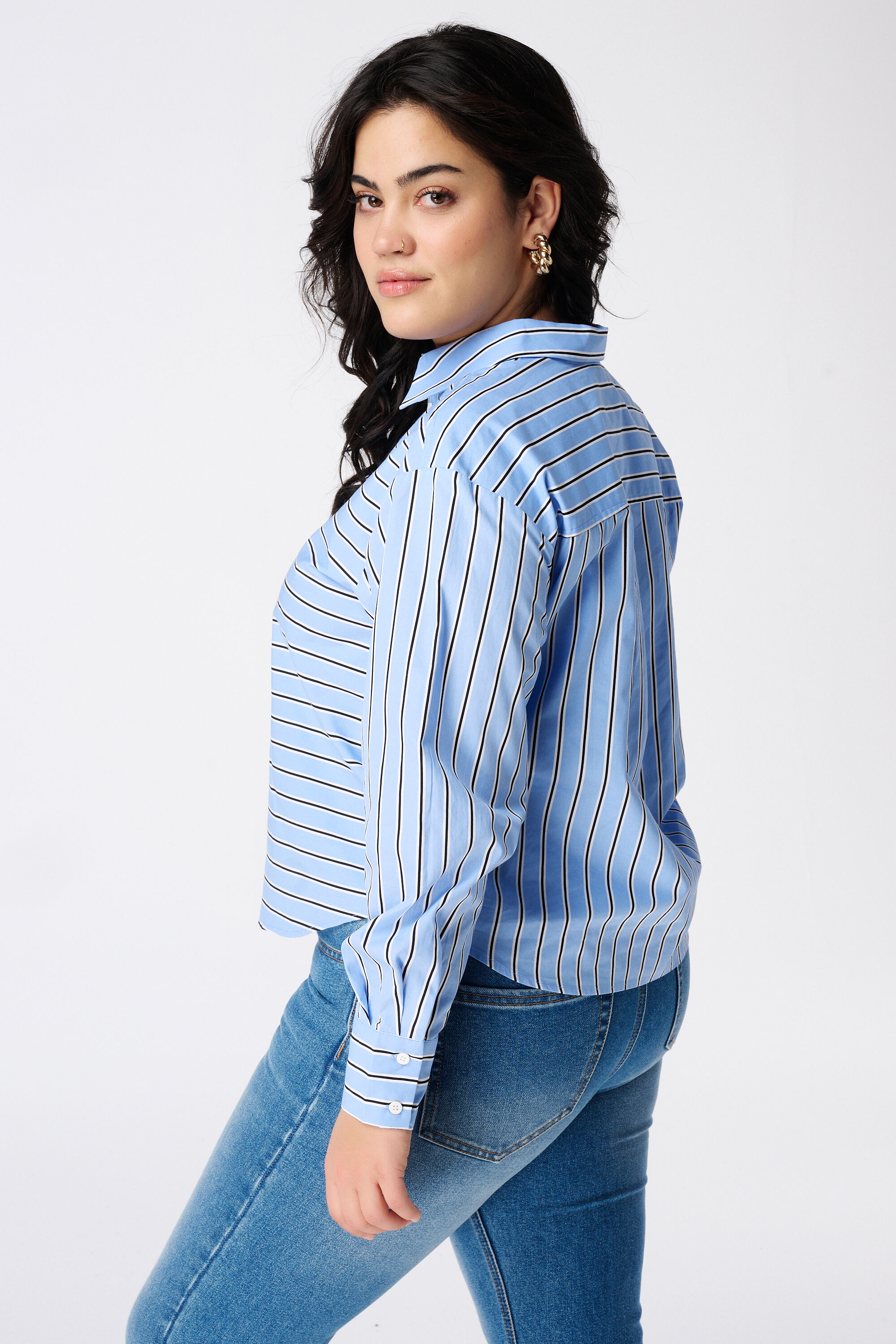 Korte blouse met strepen image number 3