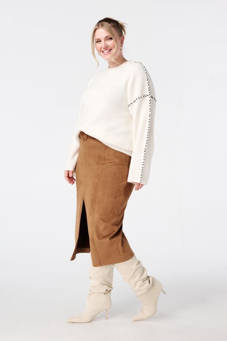 Jupe midi en simili daim avec ceinture Jupe midi en simili daim avec ceinture