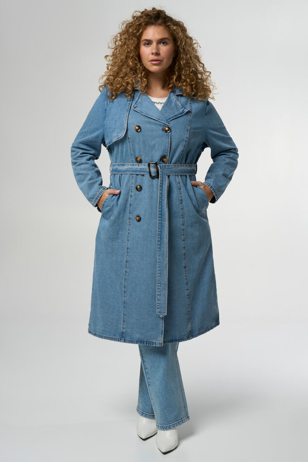 Trench en jean avec ceinture image number 5