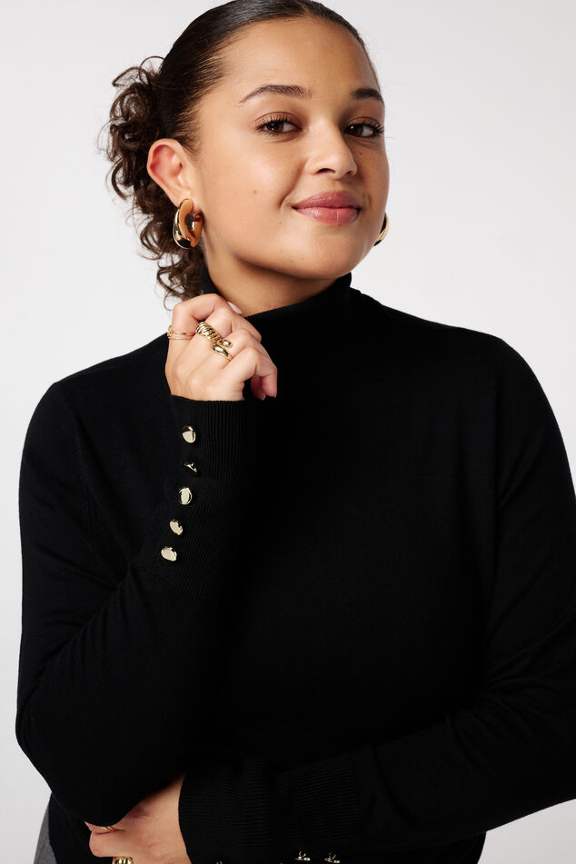 Trui met turtle neck en sierknopen image number 4