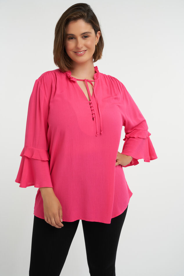 Blouse met volants en knoopjes image number 0