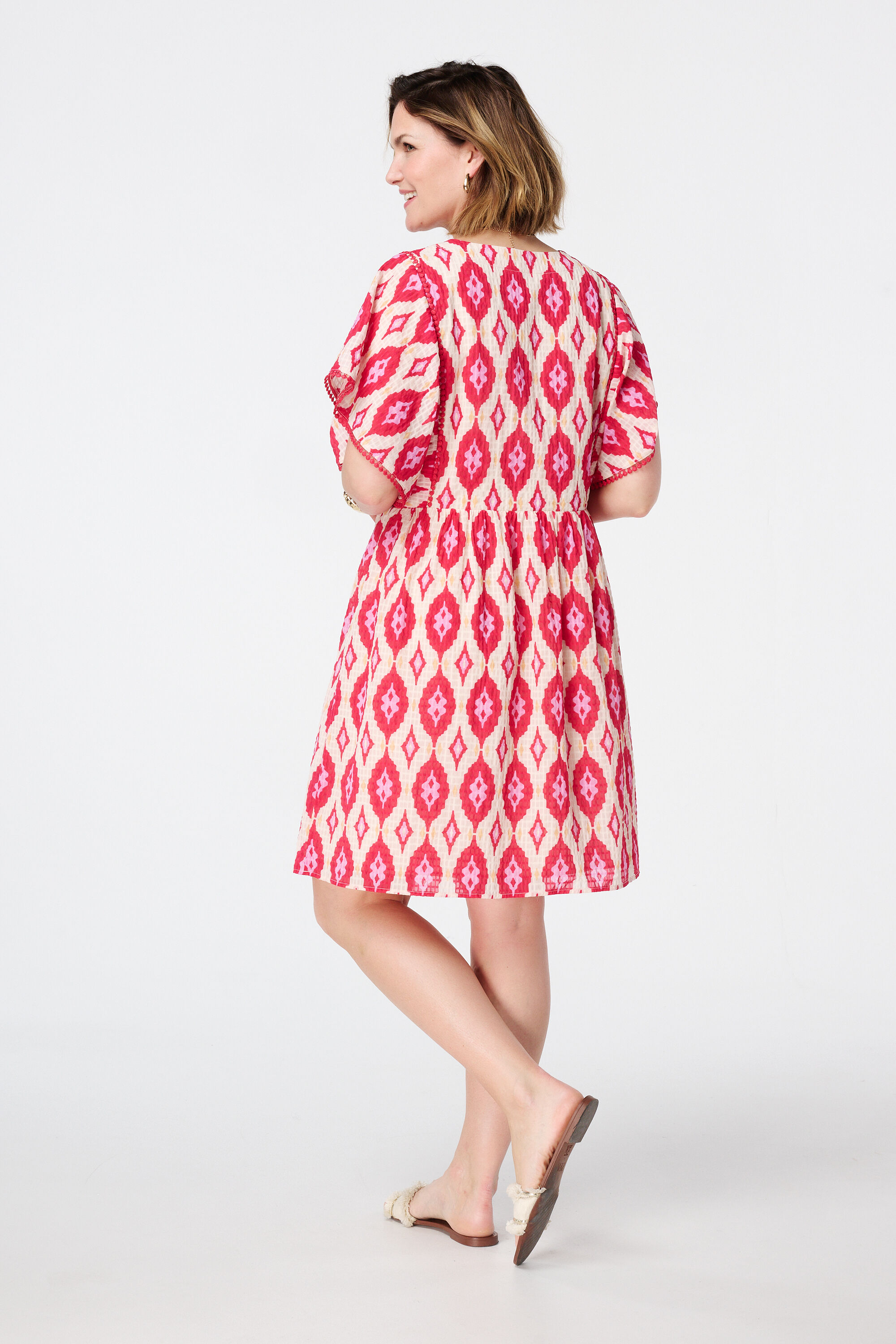 Jurk met v-hals en kapmouwtje  image number 3