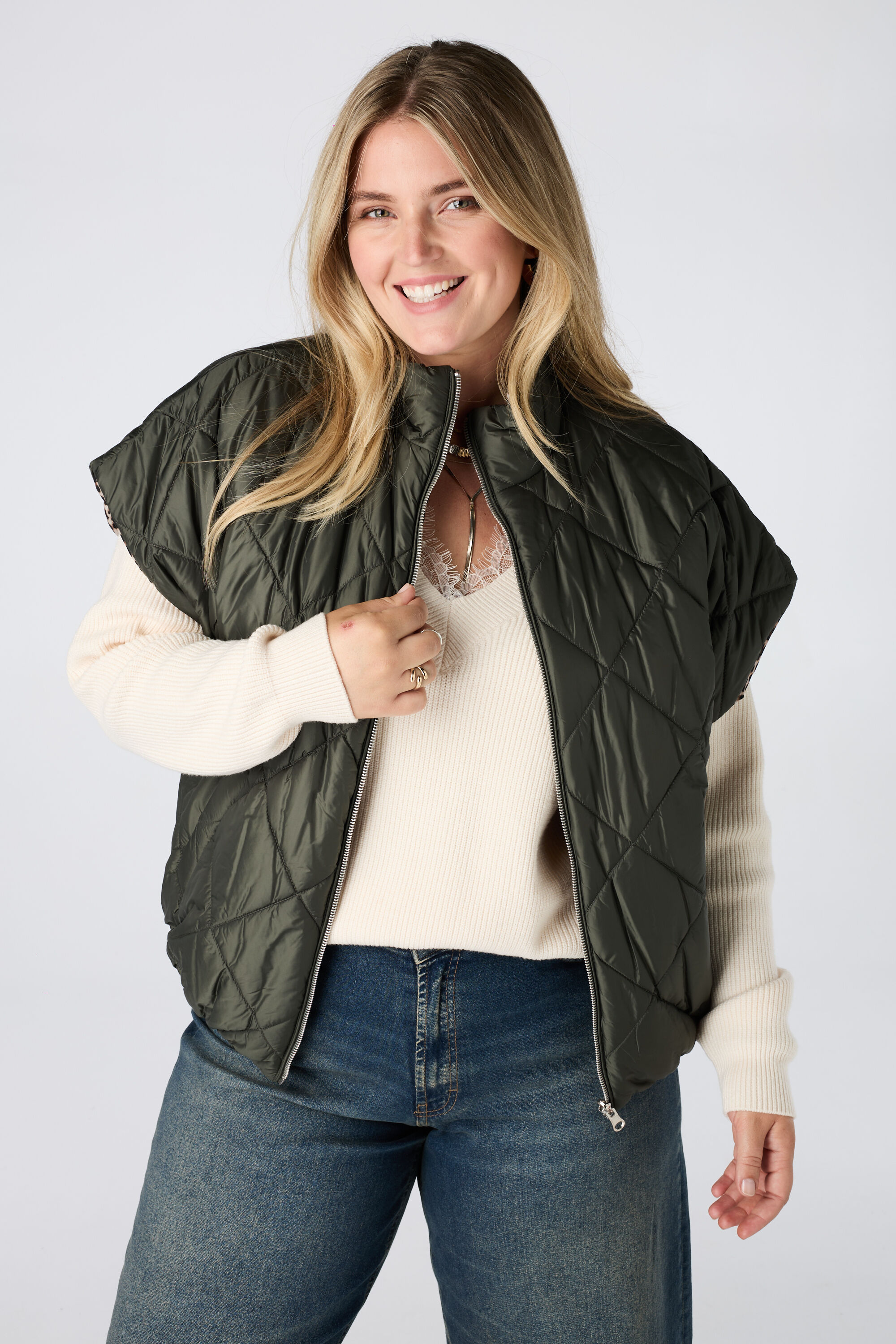Reversible gewatteerde bodywarmer
