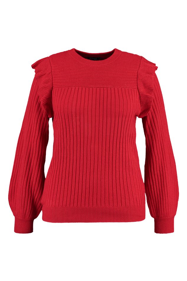 Rib trui met ruffles image number 2
