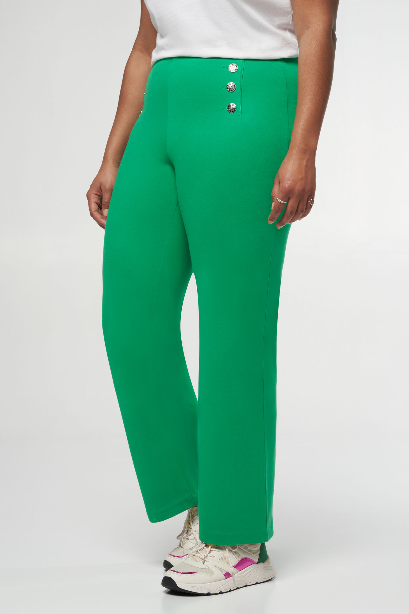 Wide leg broek met zilveren details image number 5