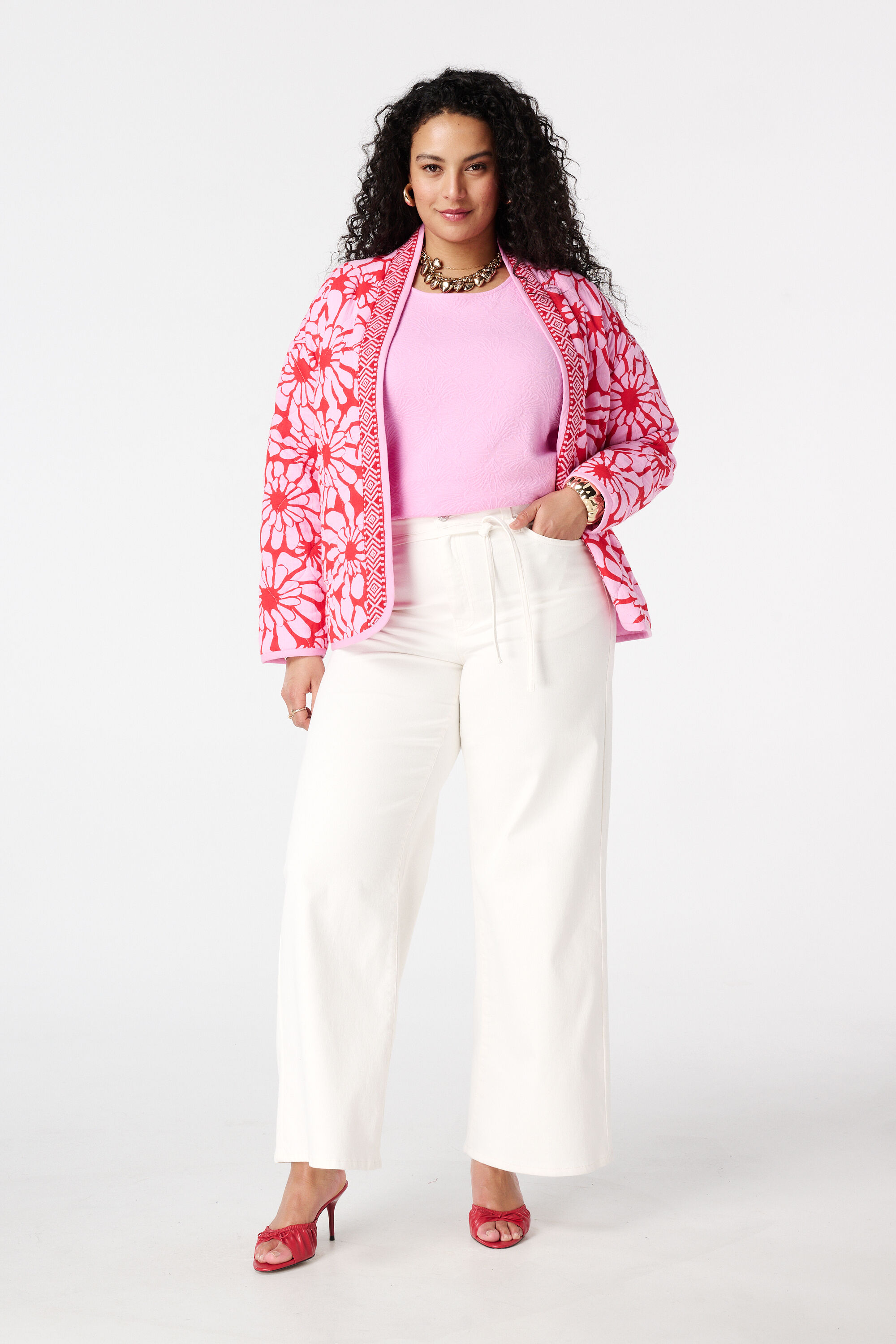 Jean wide leg avec cordon &agrave; nouer