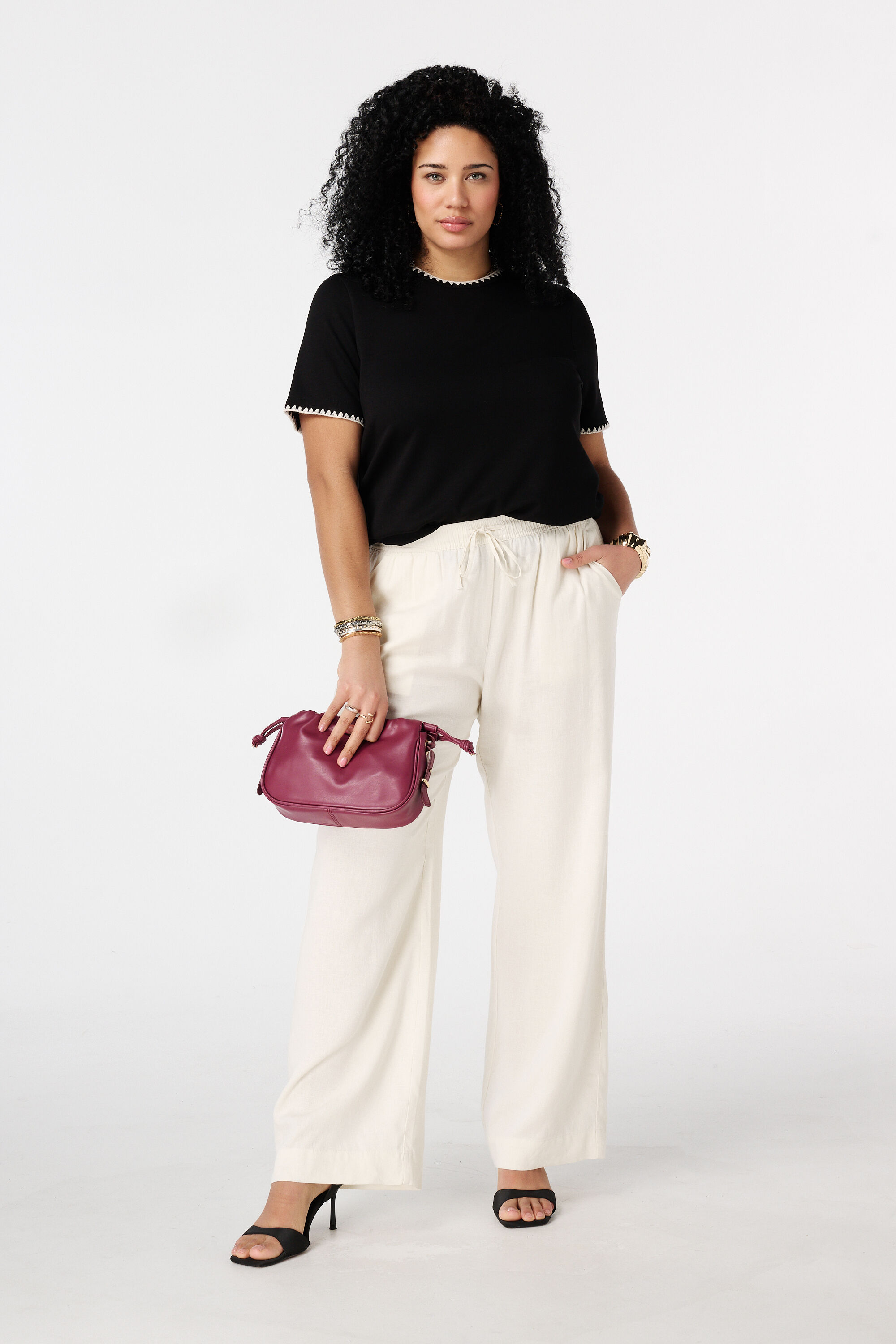 T-shirt met sierranden image number 5