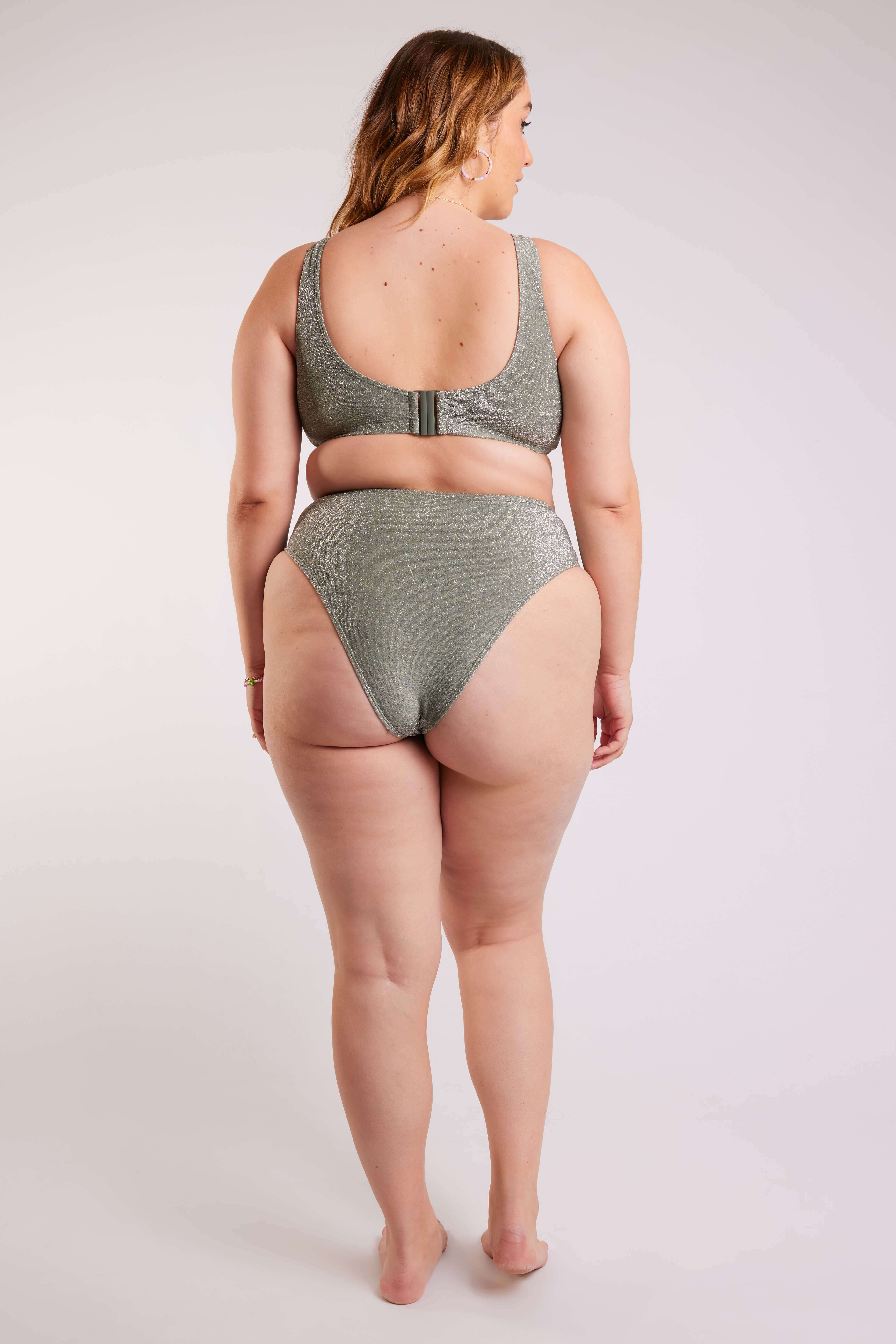 High waisted bikini broekje met glitter image number 4