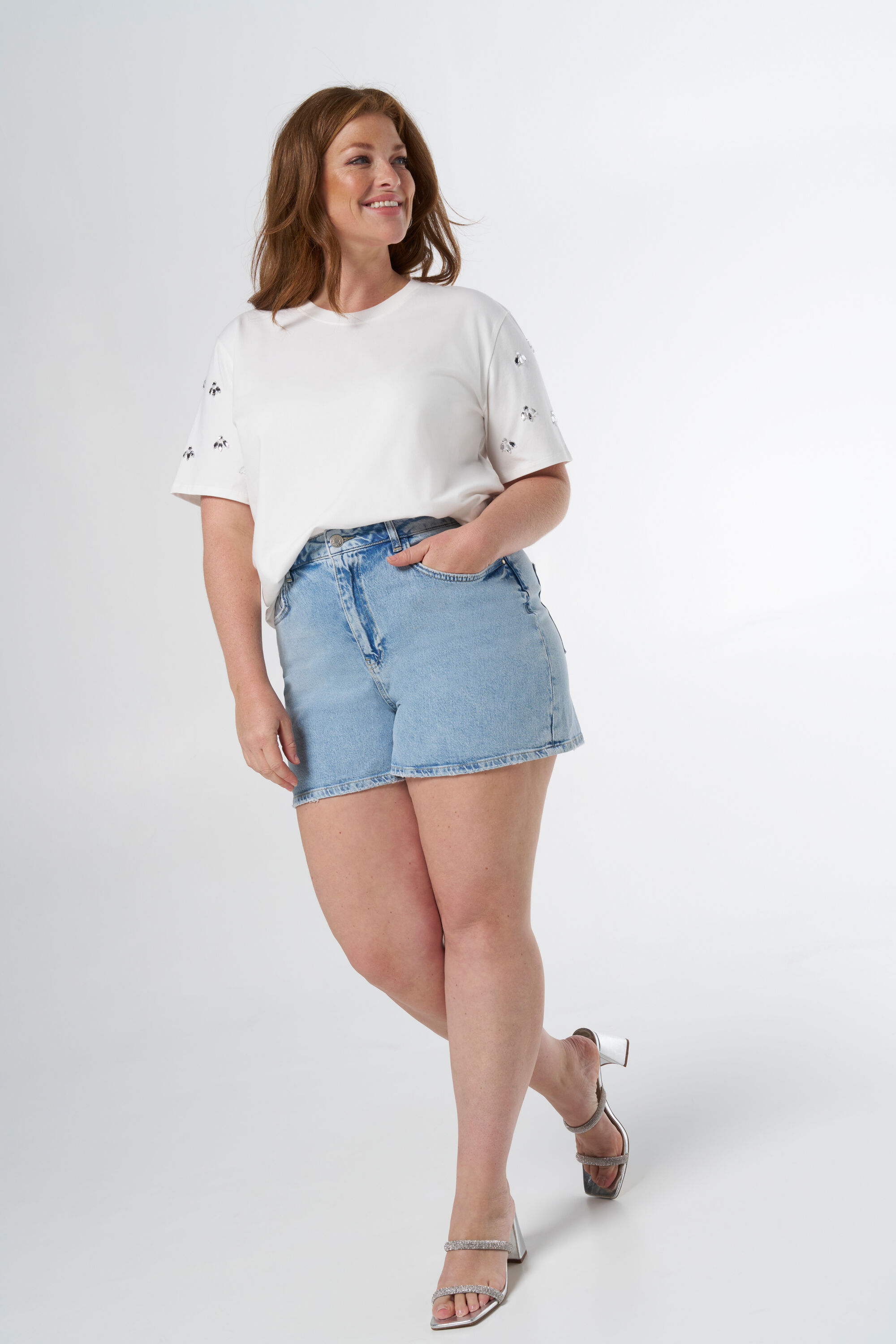 T-shirt met gedetailleerde mouwen image number 5