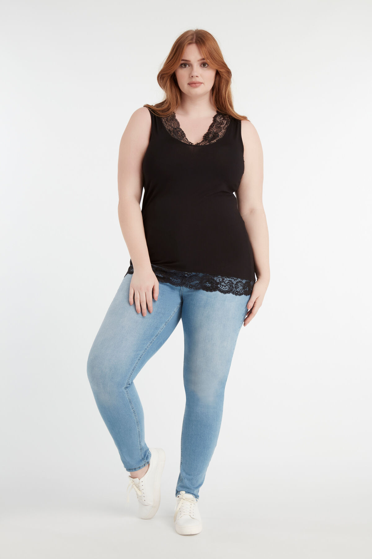Mouwloze top met kant image number 4