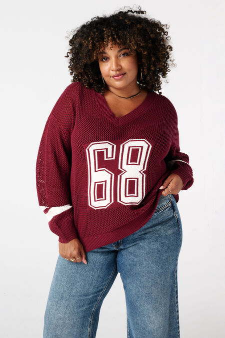 Fijn gebreide varsity trui Fijn gebreide varsity trui