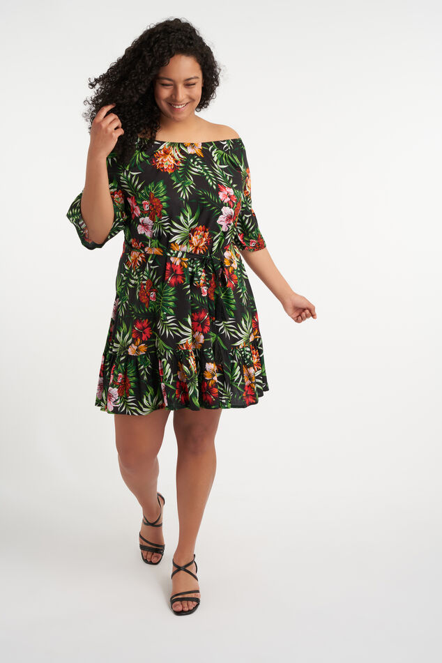 Robe imprimée à épaules dénudées image number 5