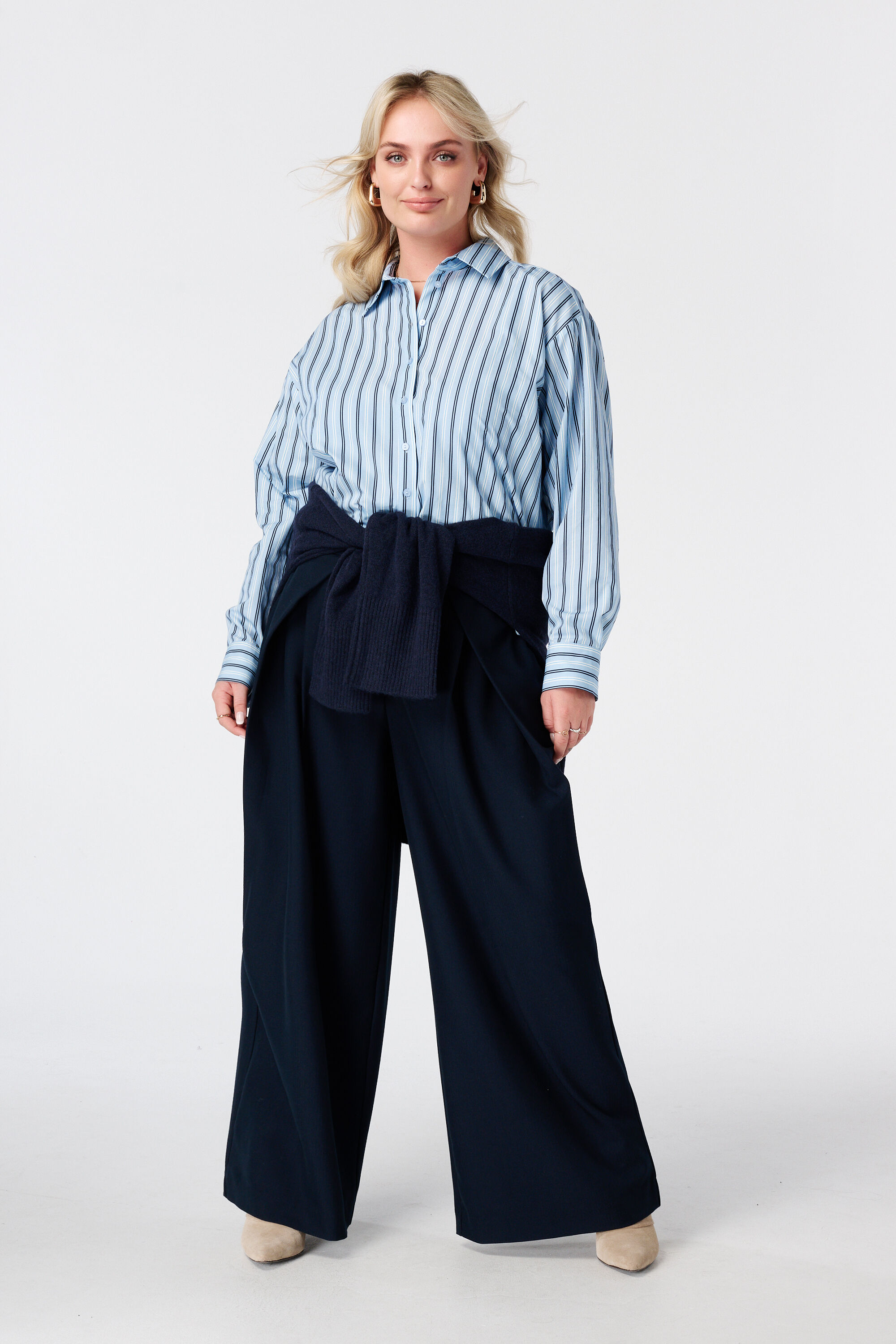 Gestreepte ballon blouse image number 3