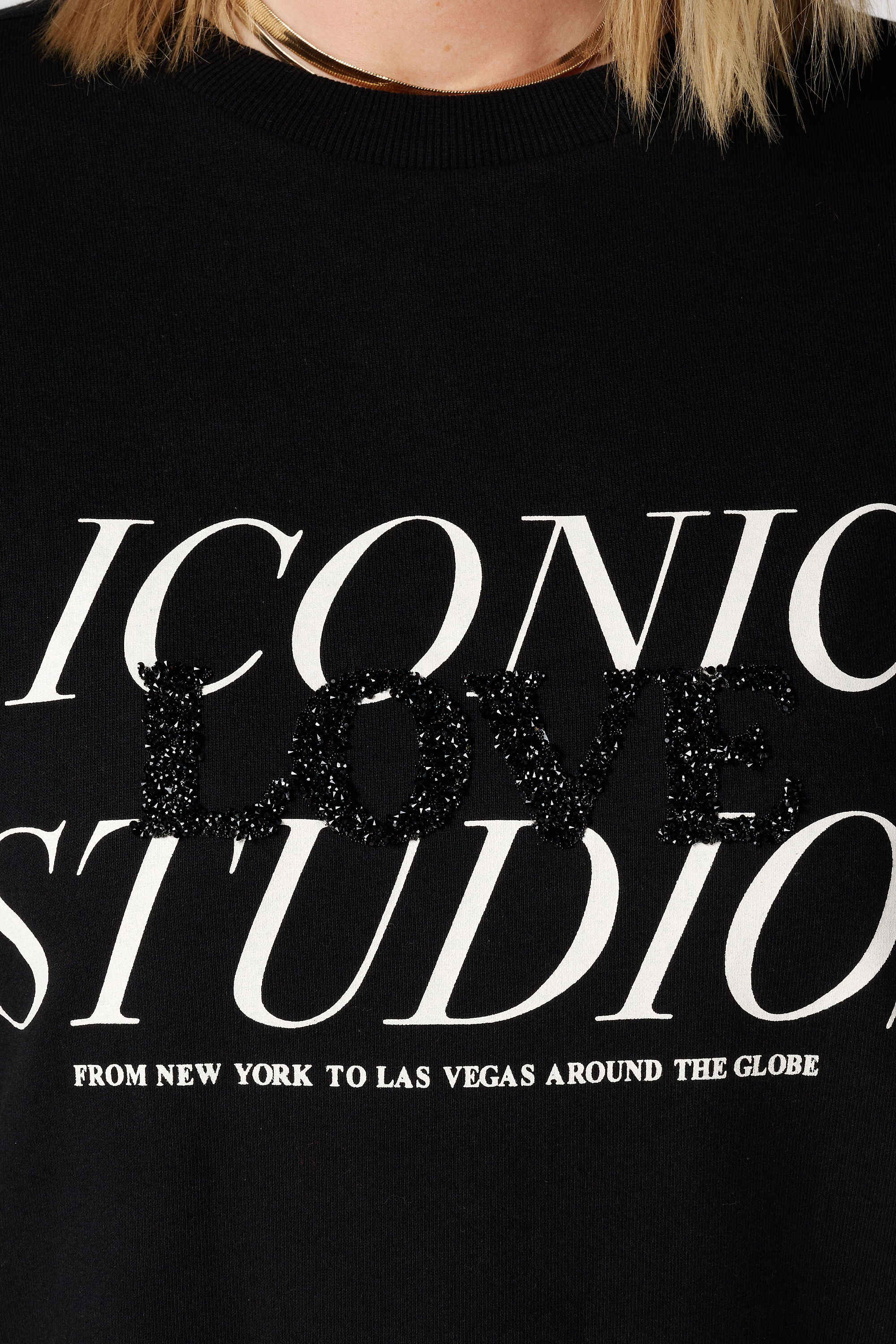 Sweater dress met glitter tekst image number 6