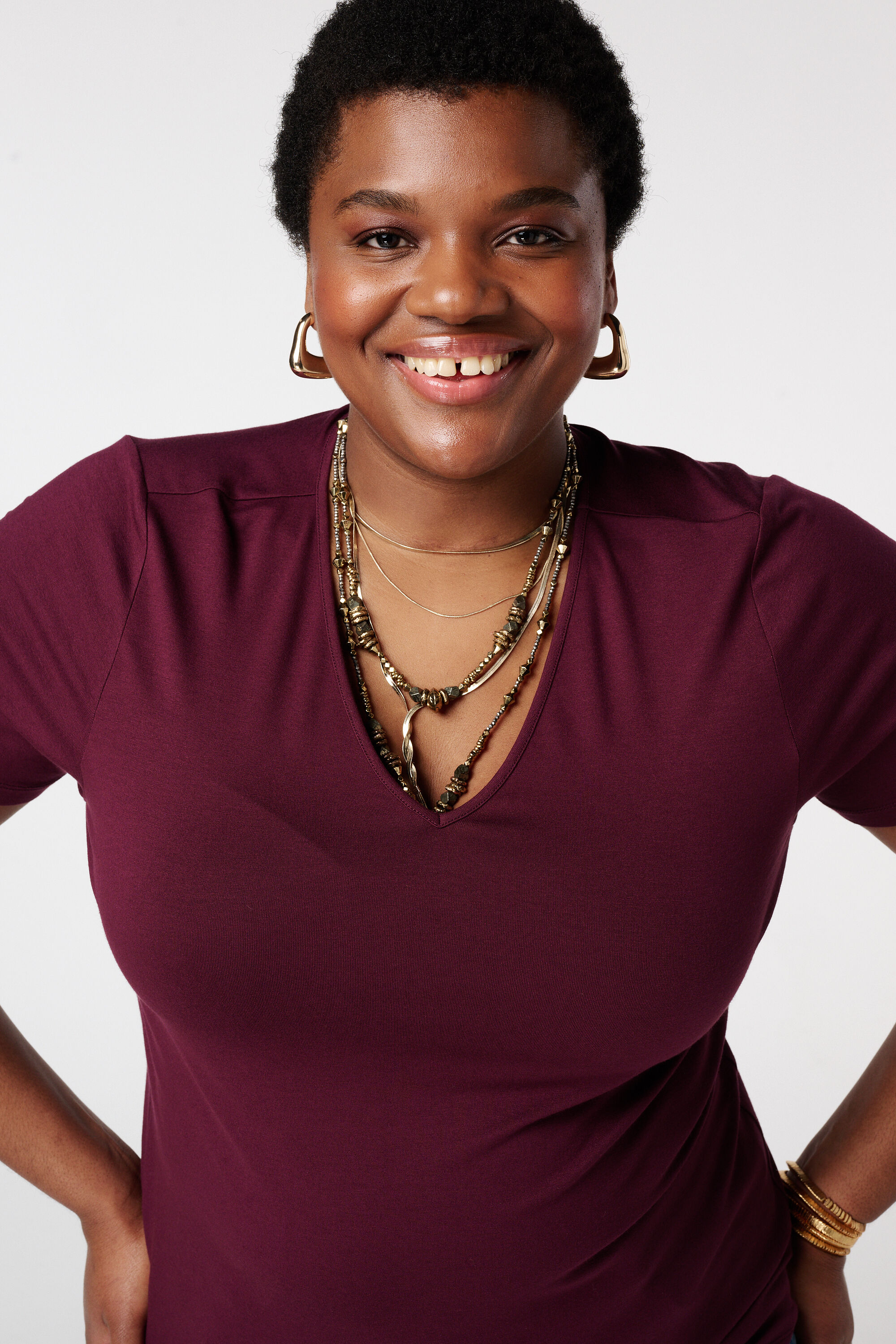 T-shirt &agrave; col en V image number 4