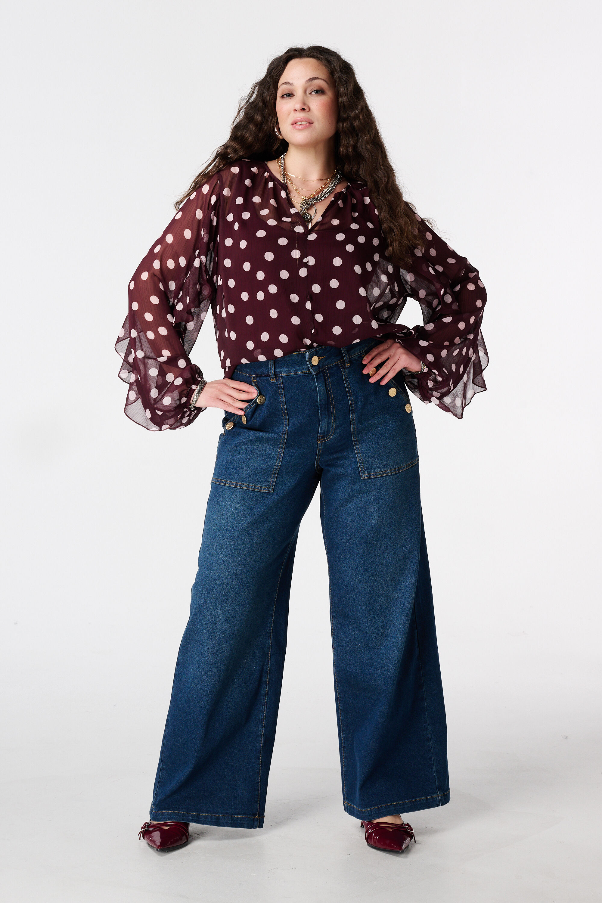 Blouse en mesh avec volants image number 5