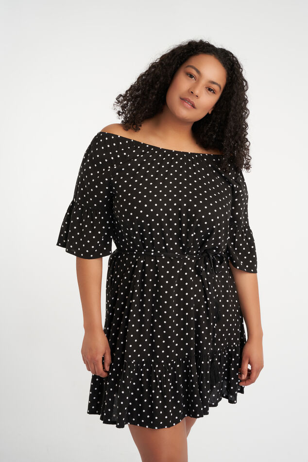 Off shoulder jurk met print image number 0