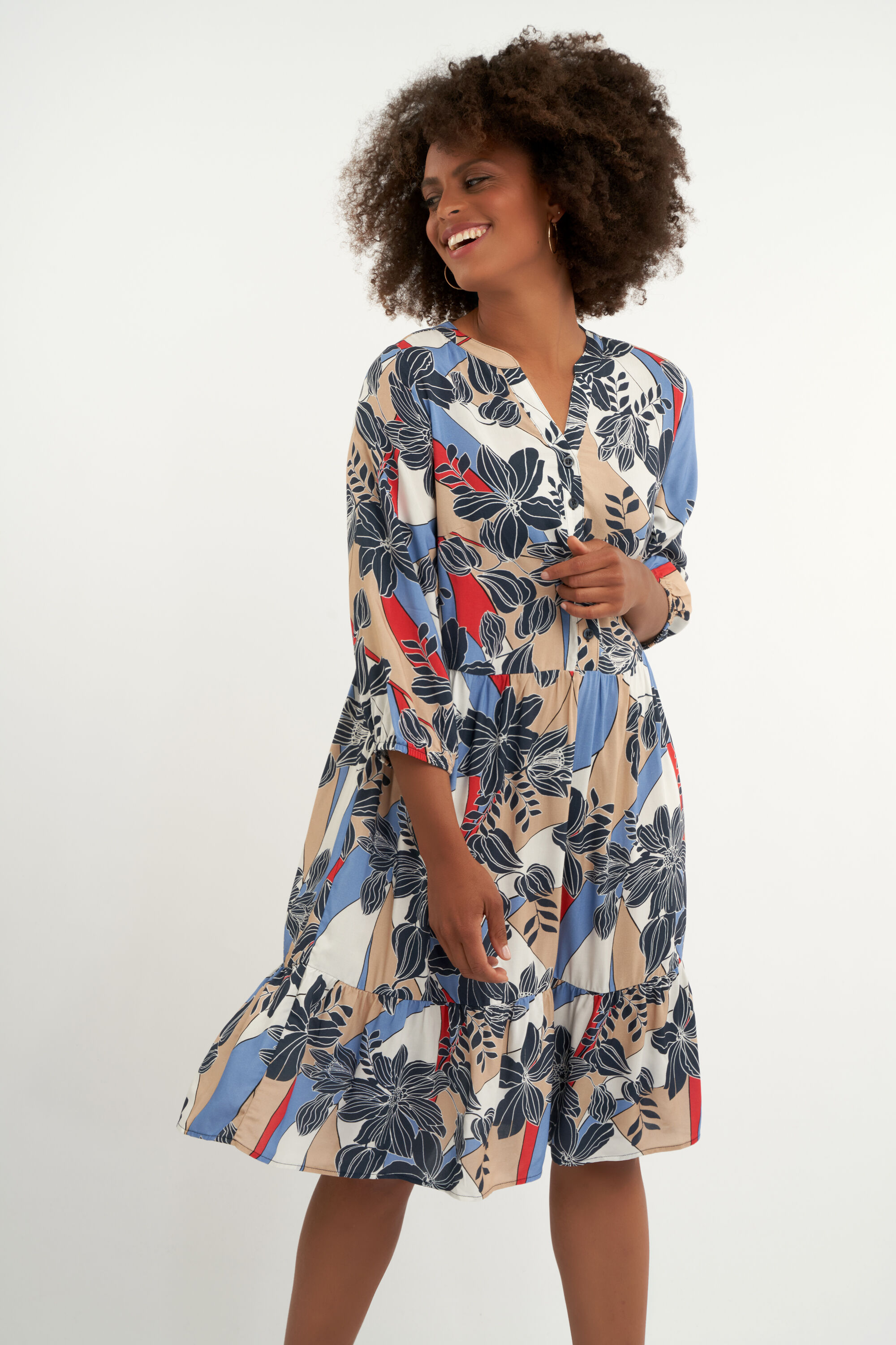 Femmes Robe coupe trapeze a imprime MS Mode