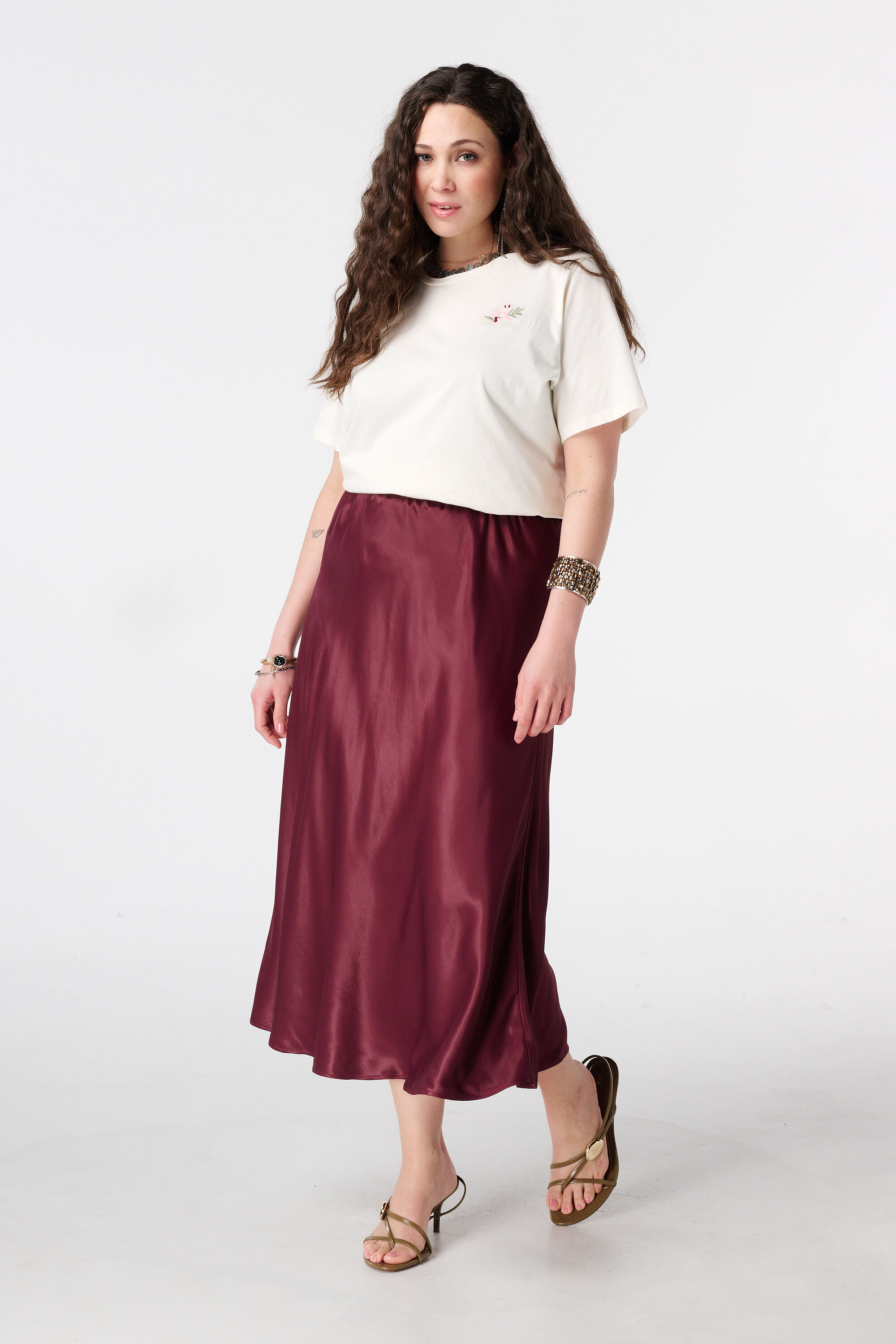 Jupe midi en satin