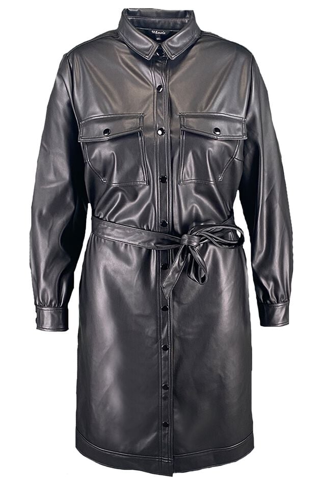 PU jurk met strikceintuur image number 1