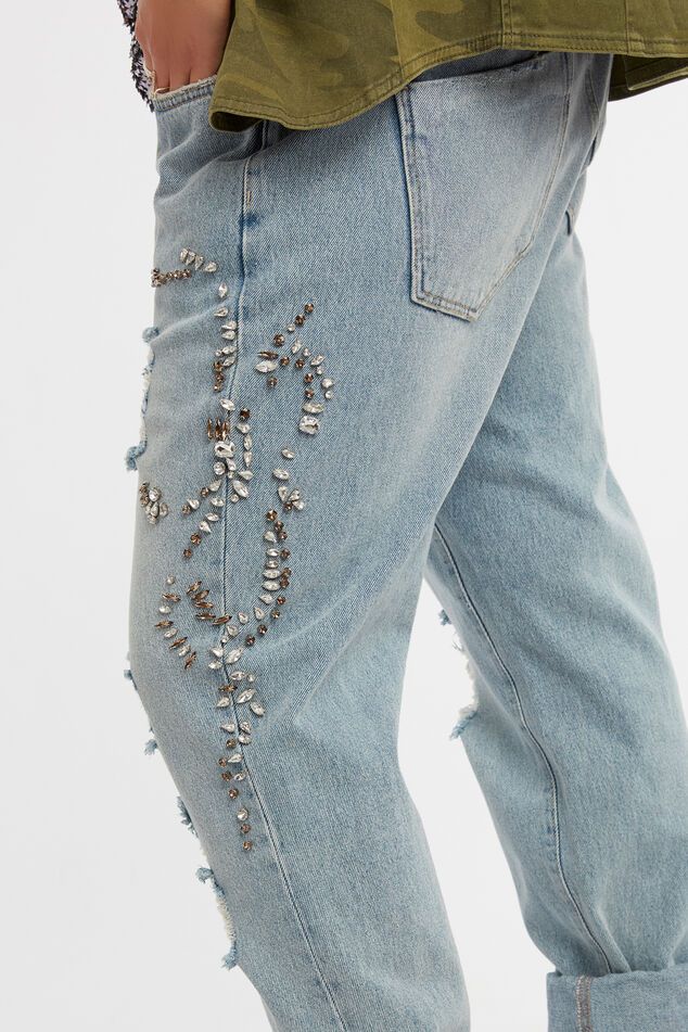 Boyfriend jeans met strass image number 3