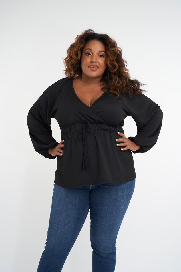 Overslag top met pofmouwen image number 0