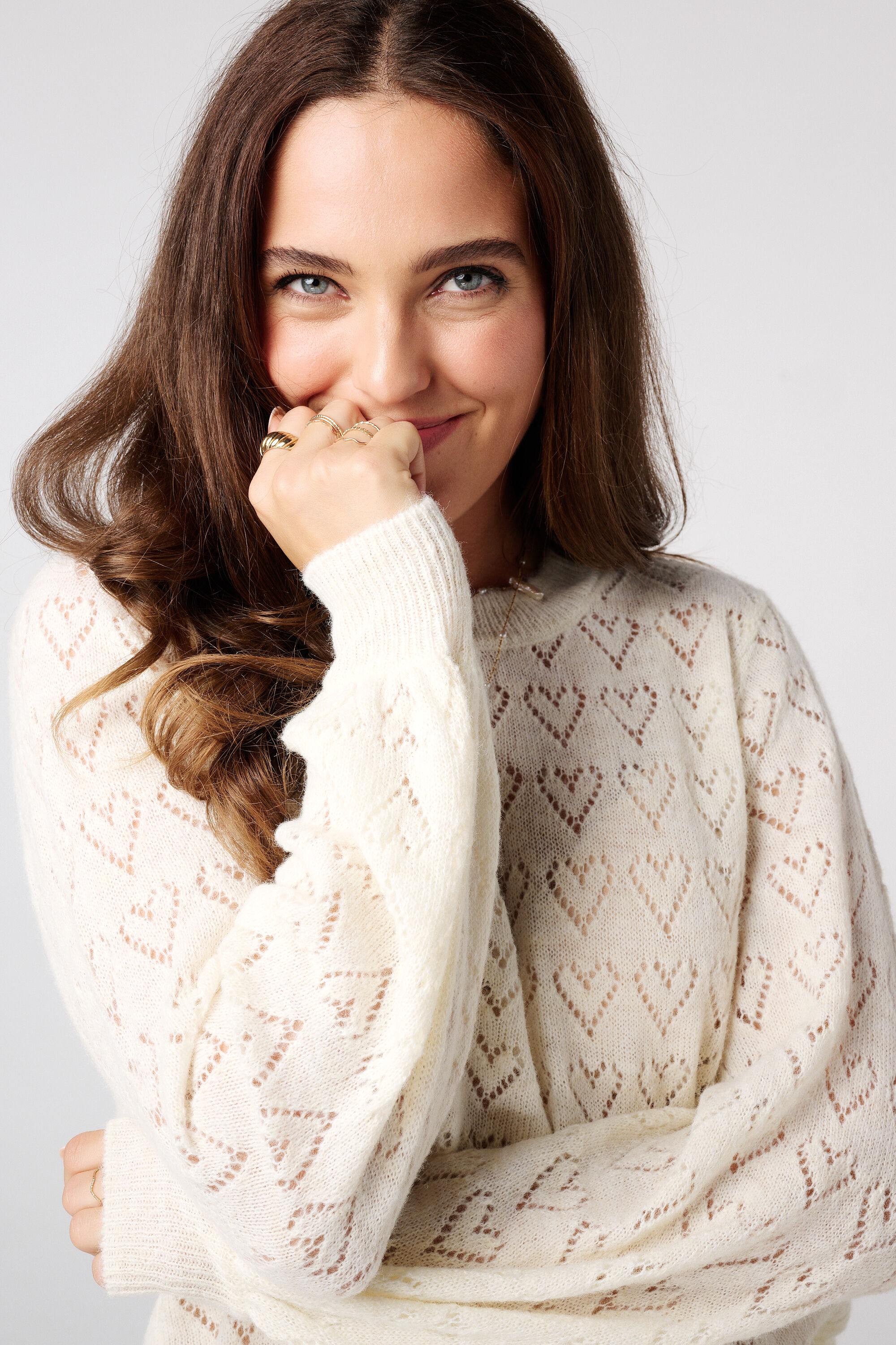 Ajour trui met hartjes patroon image number 4