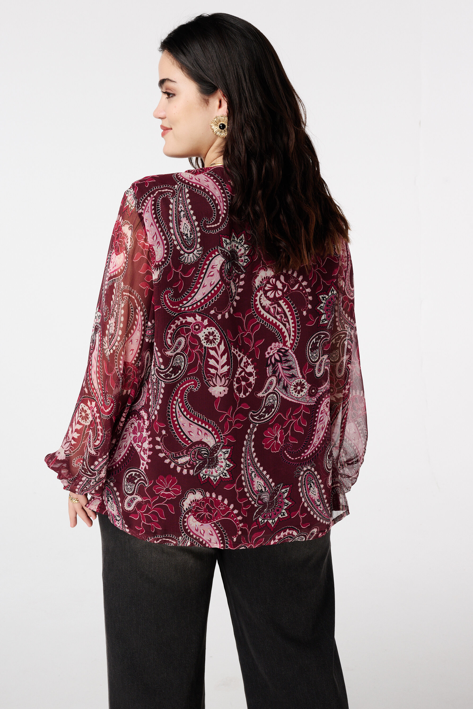 Sheer blouse met paisley print image number 3