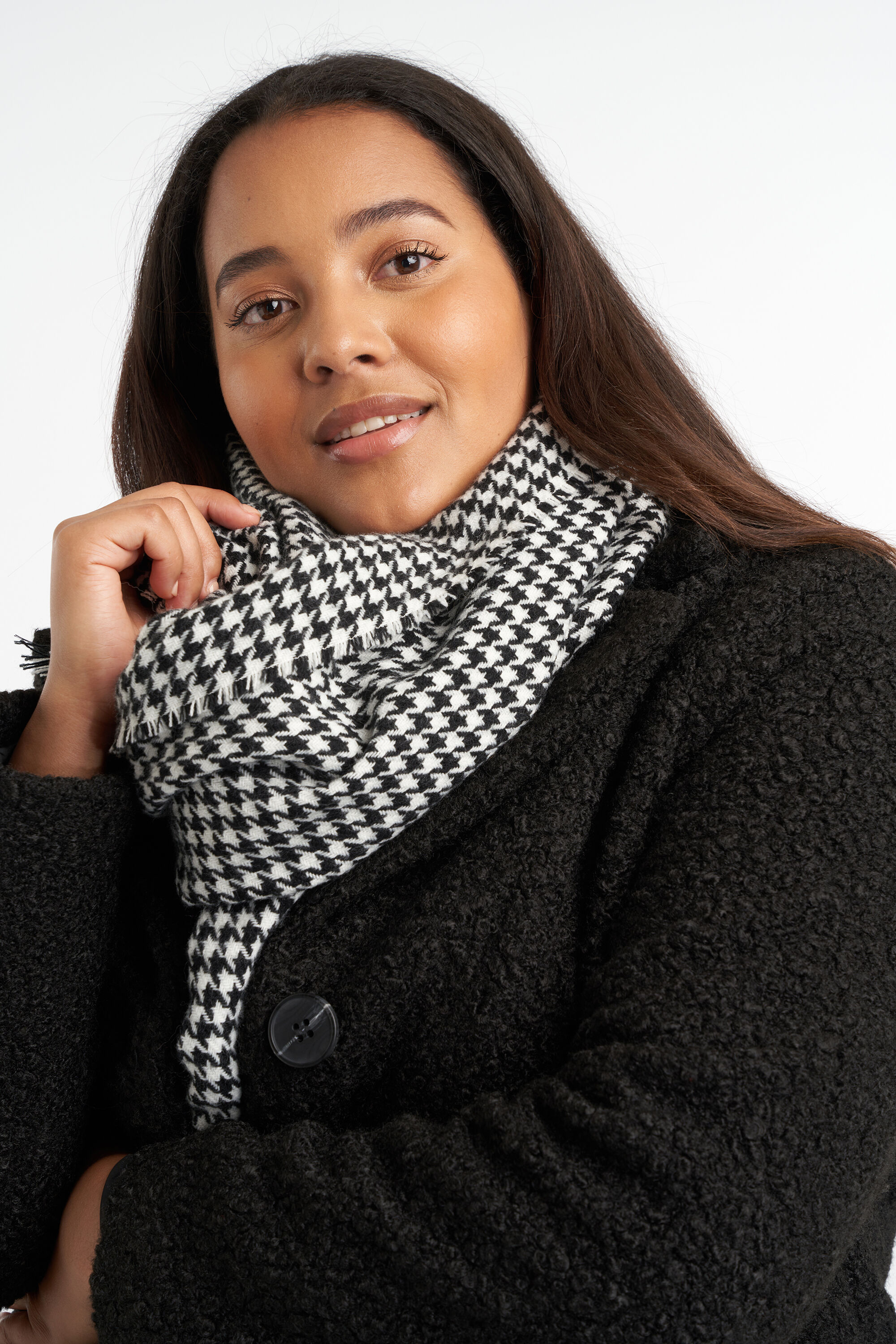 Sjaal met pied de poule print image number 2