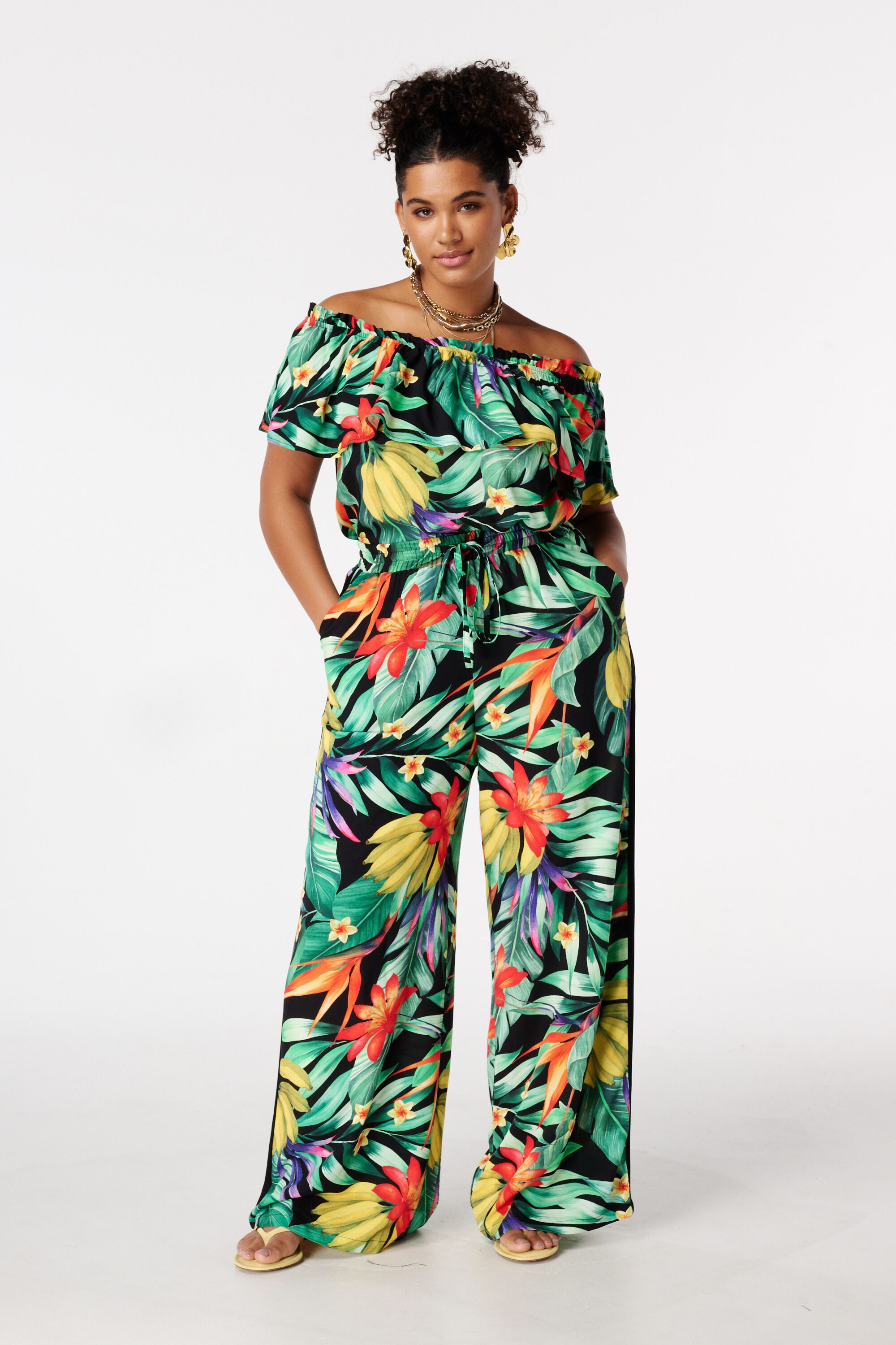 Wide leg broek met print