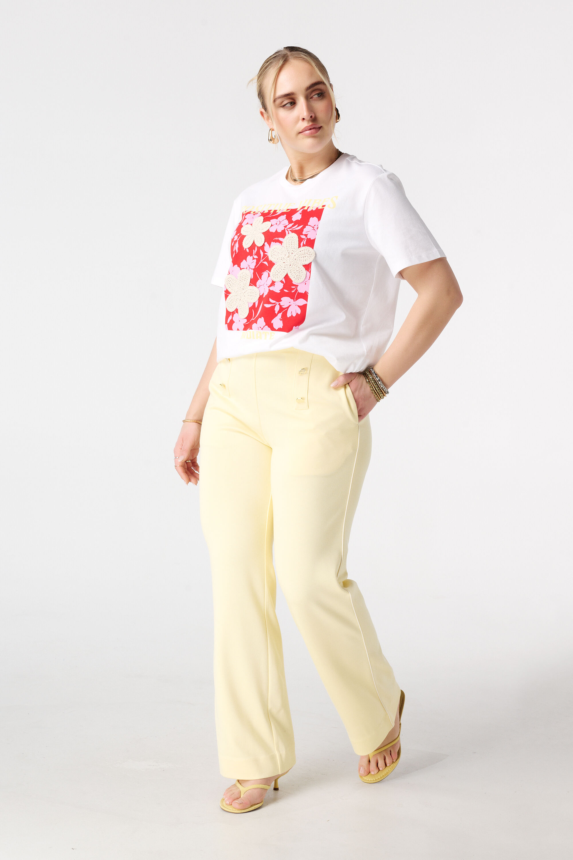 Pantalon wide leg avec coutures d&eacute;coratives