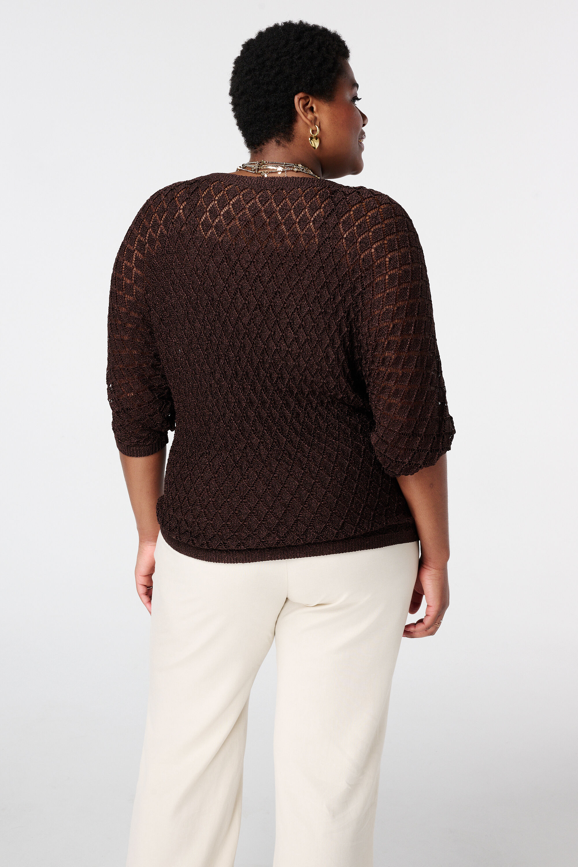 Pull crochet&eacute; avec lurex image number 3