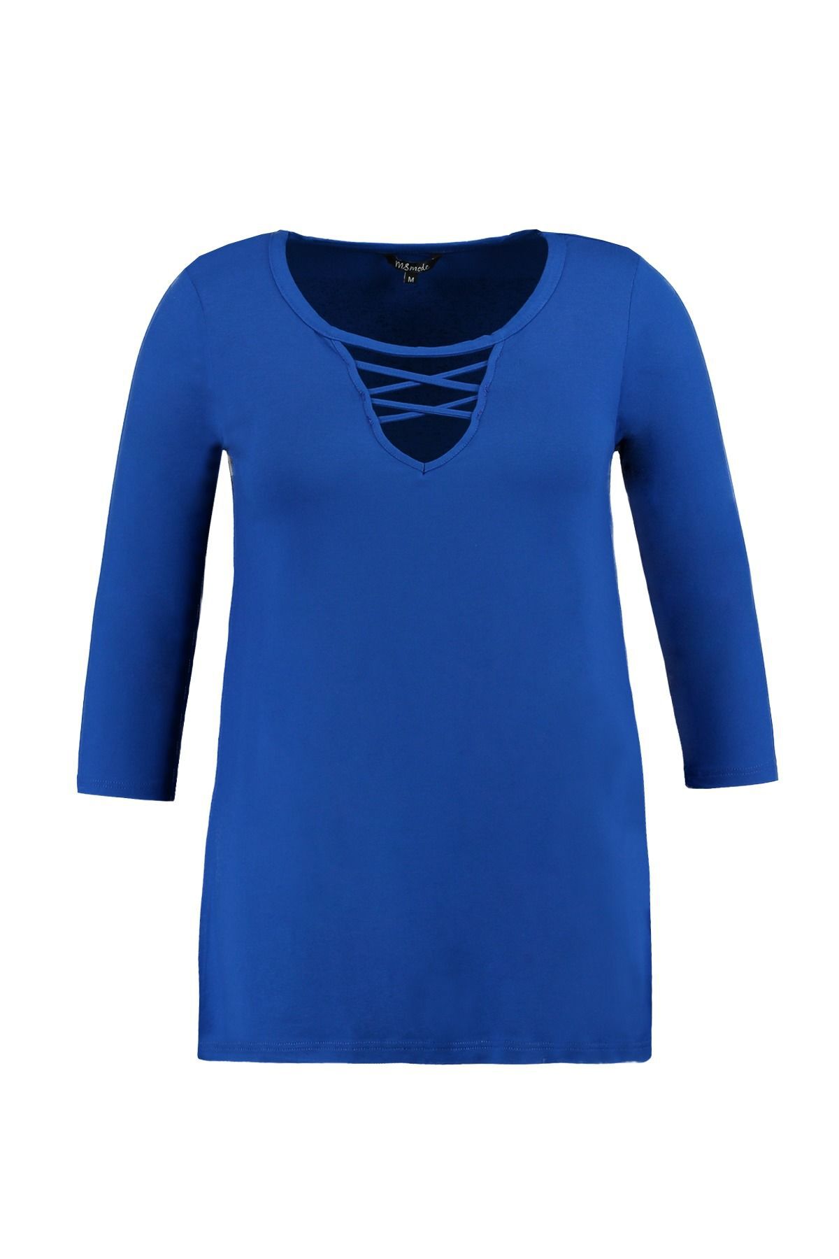 Shirt met V-inkeping met kruisbandjes image number 1