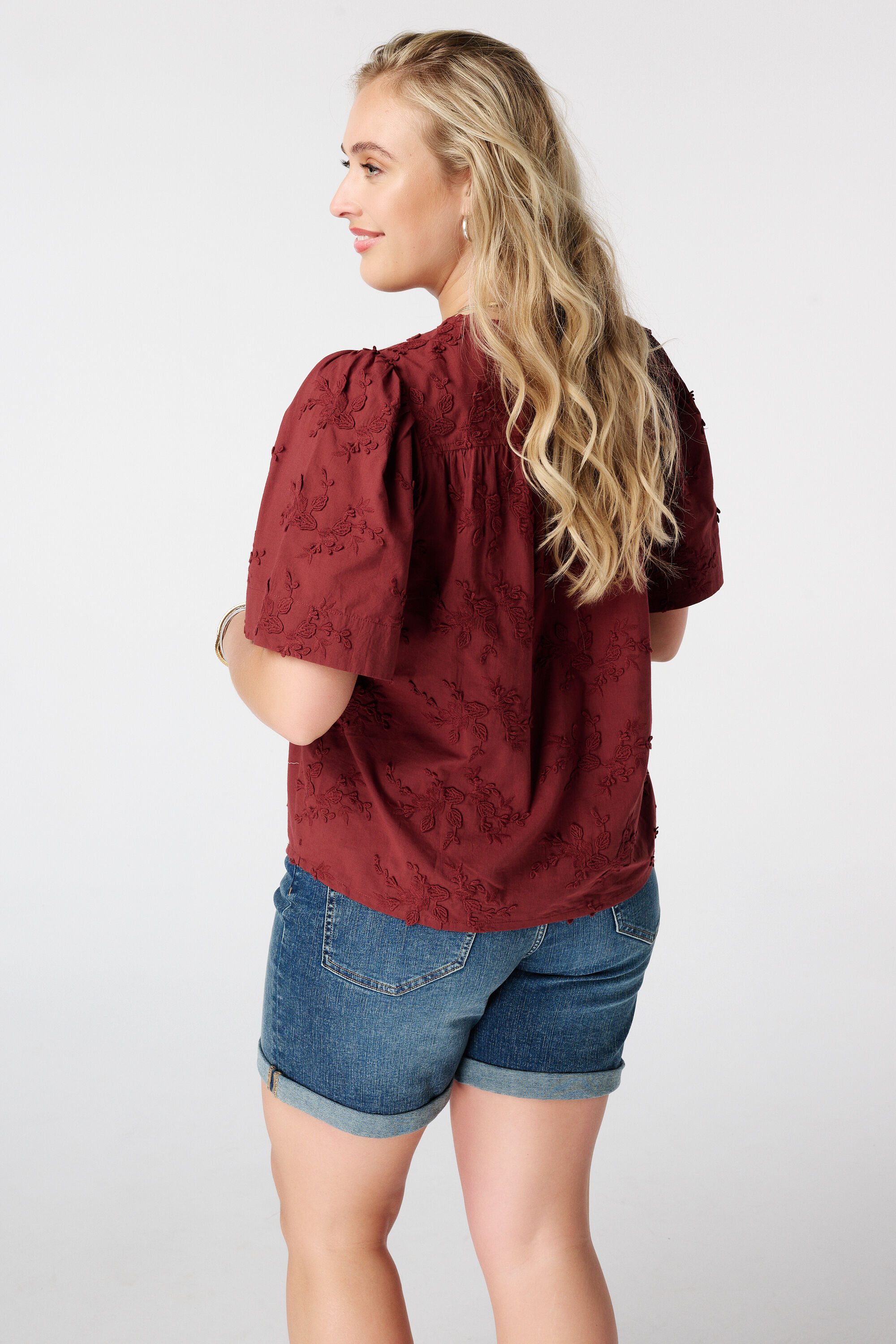 Katoenen blouse met borduursel image number 3