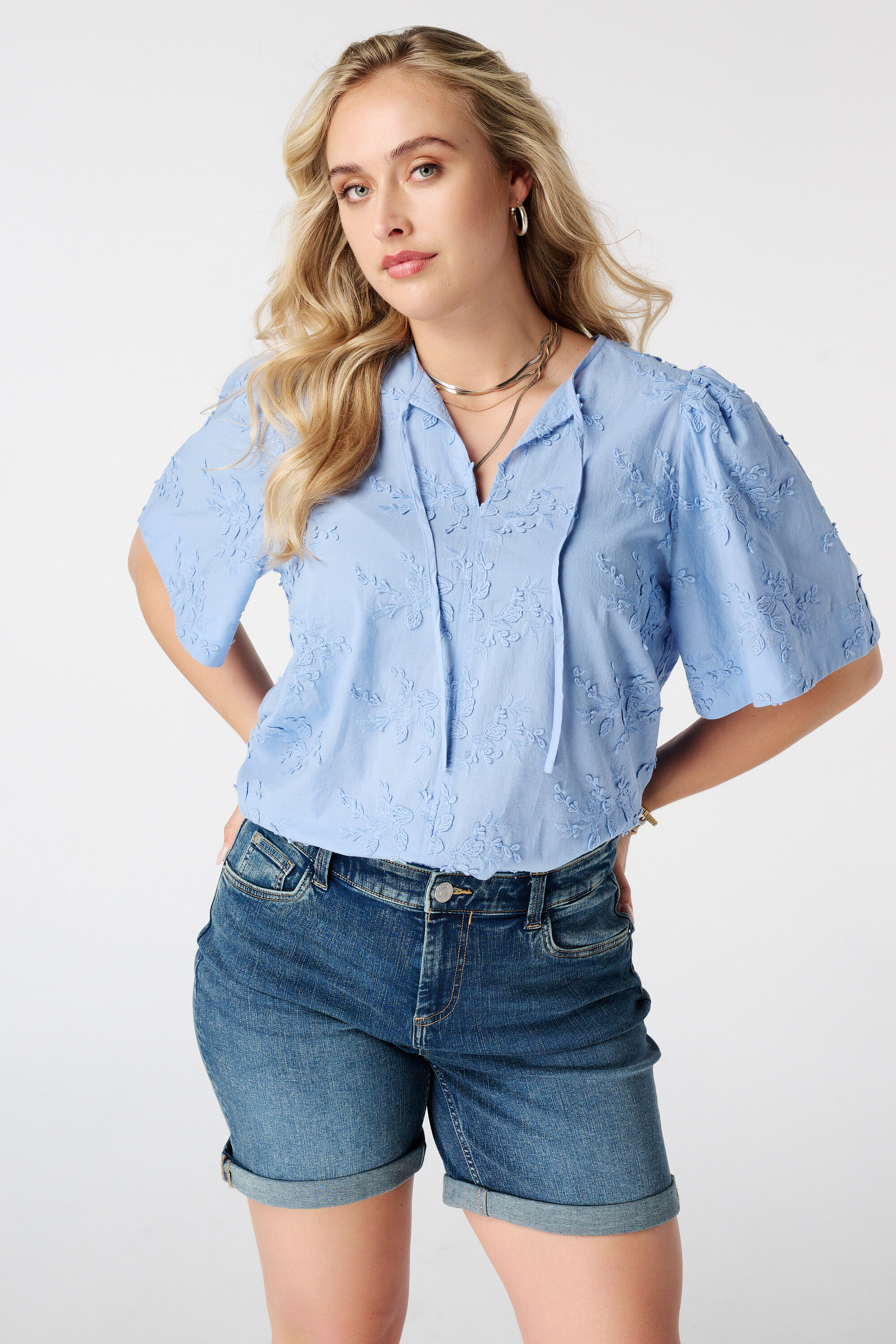 Katoenen blouse met borduursel