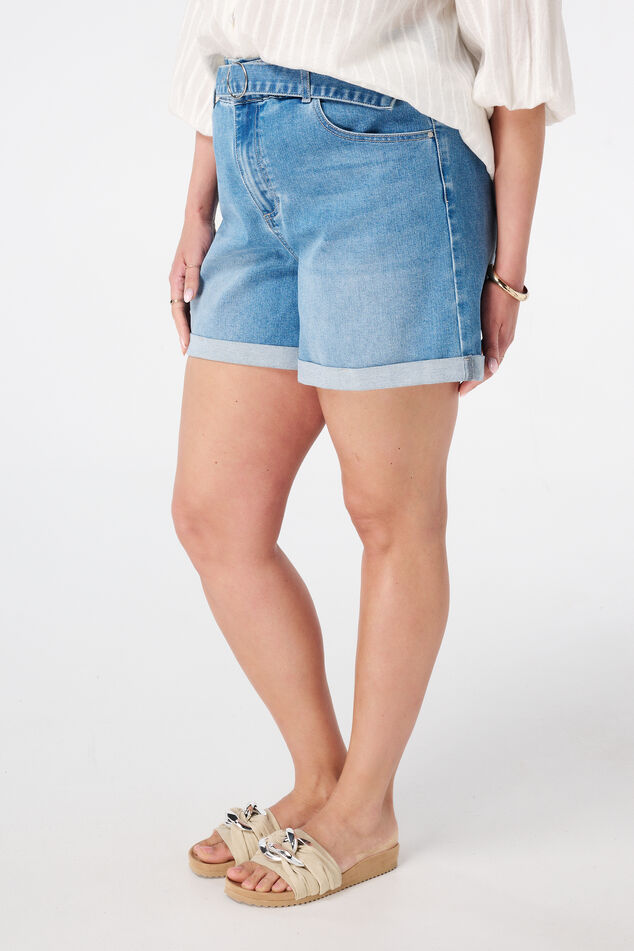Denim shorts met ceintuur image number 5