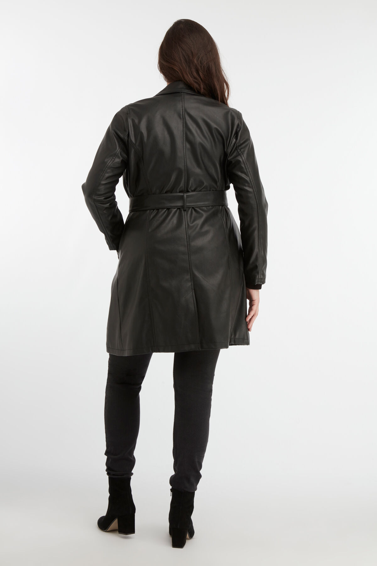 PU leren jas met ceintuur image number 3