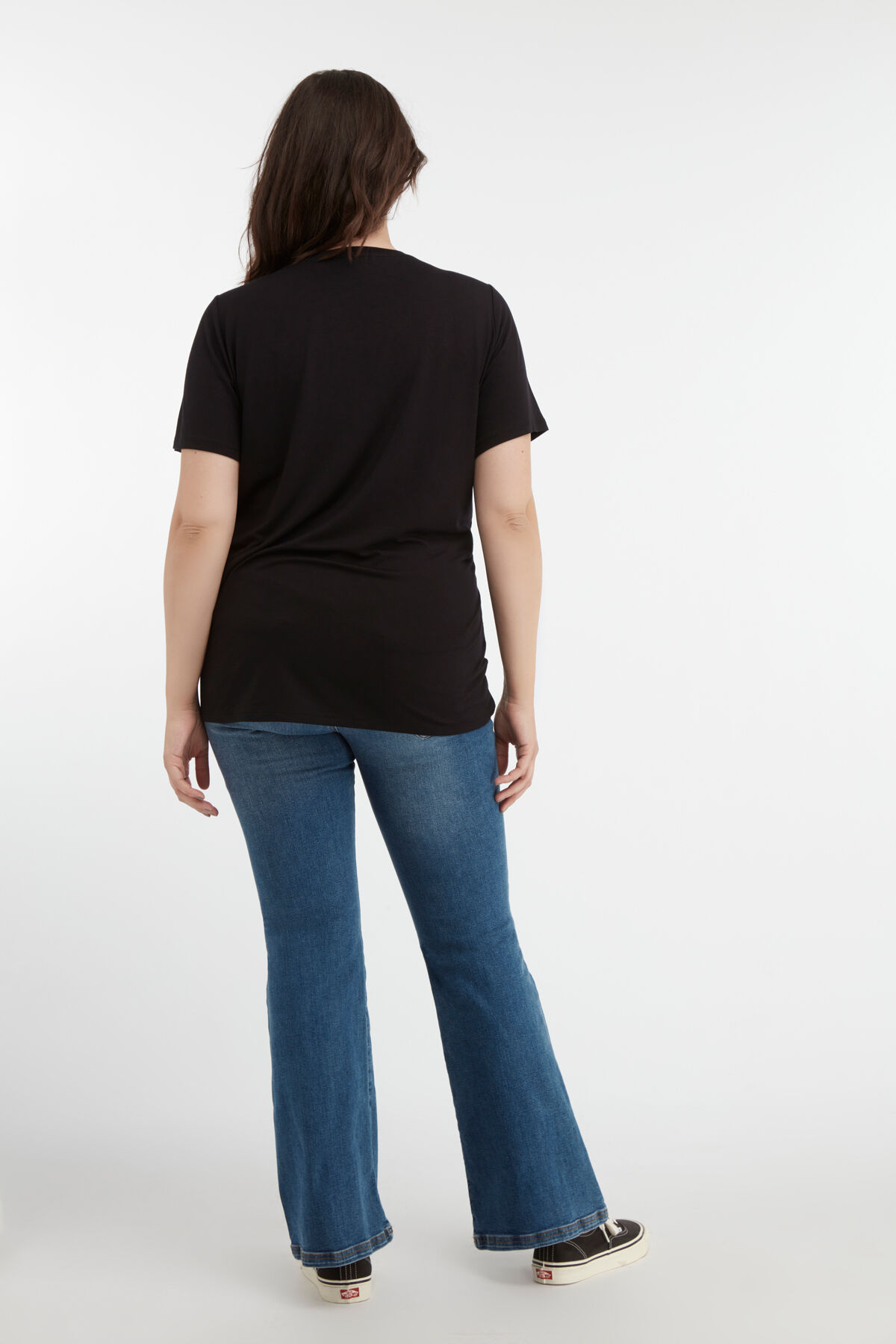 T-shirt met tekstopdruk en strass steentjes image number 3