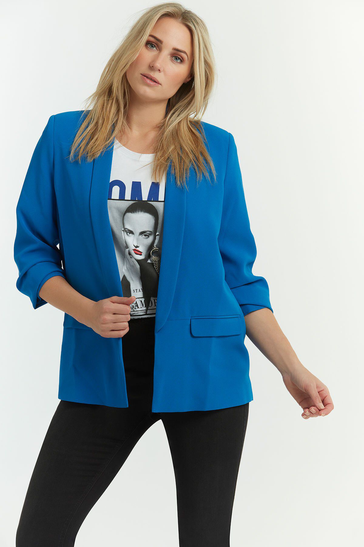 Cr&ecirc;pe blazer met rimpel effect image number 3