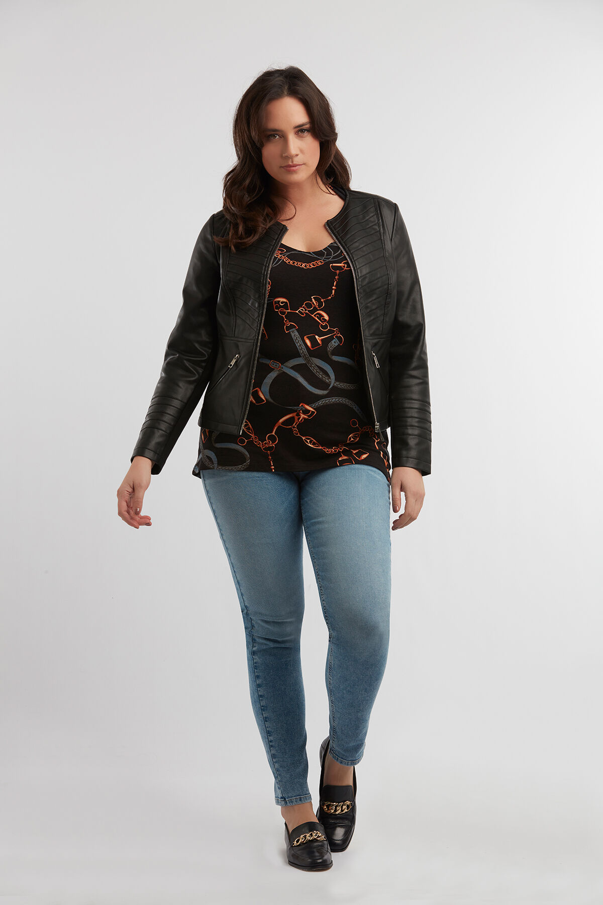 Imitatieleren jasje met ribstructuur image number 3