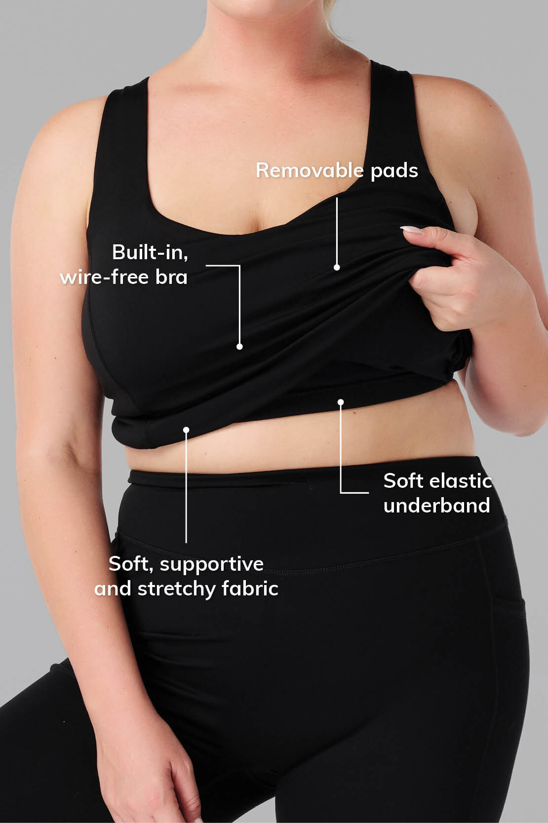 D&eacute;bardeur de sport avec soutien gorge int&eacute;gr&eacute;