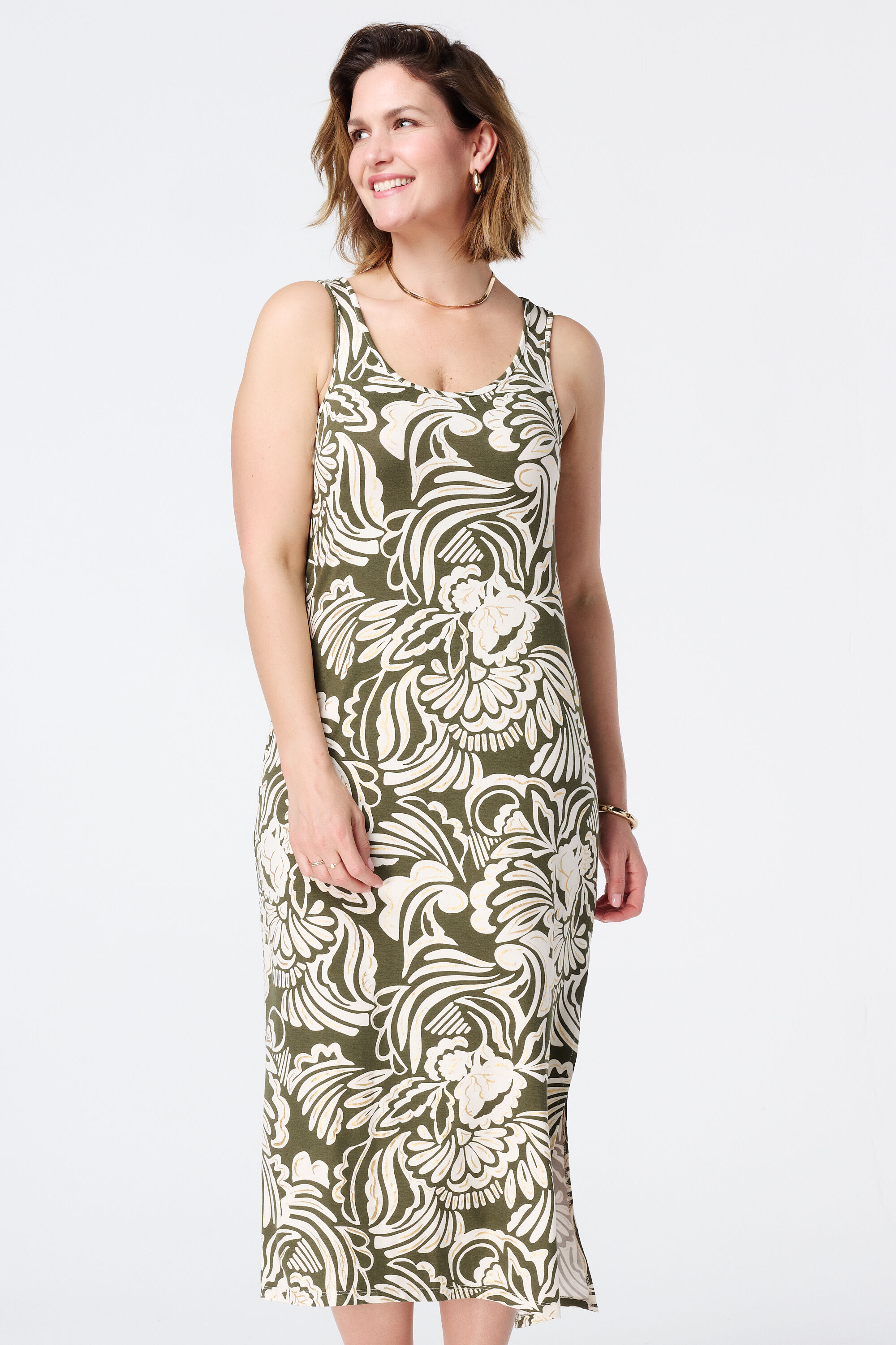 Maxi jurk met metallic details image number 5