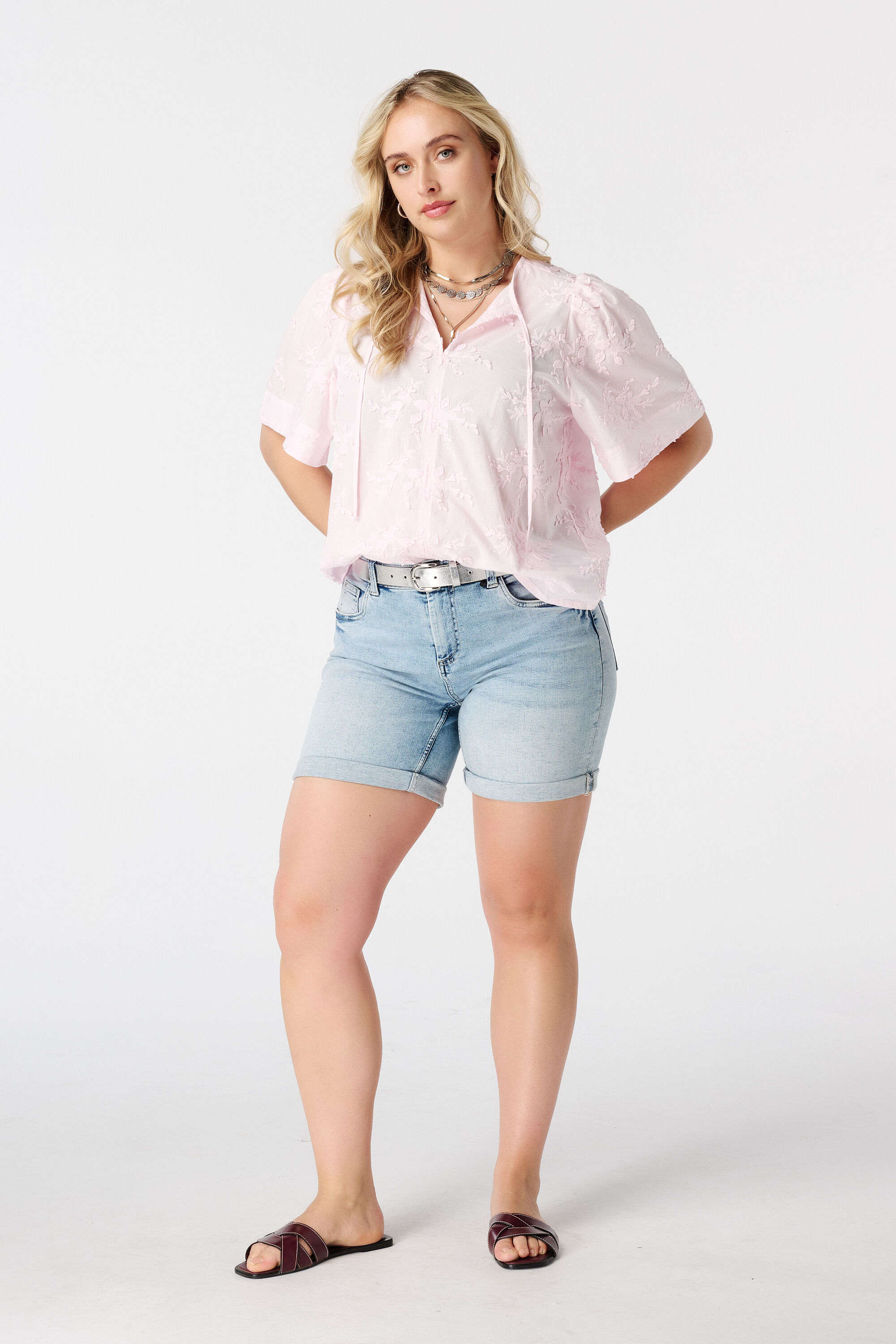 Katoenen blouse met borduursel image number 5