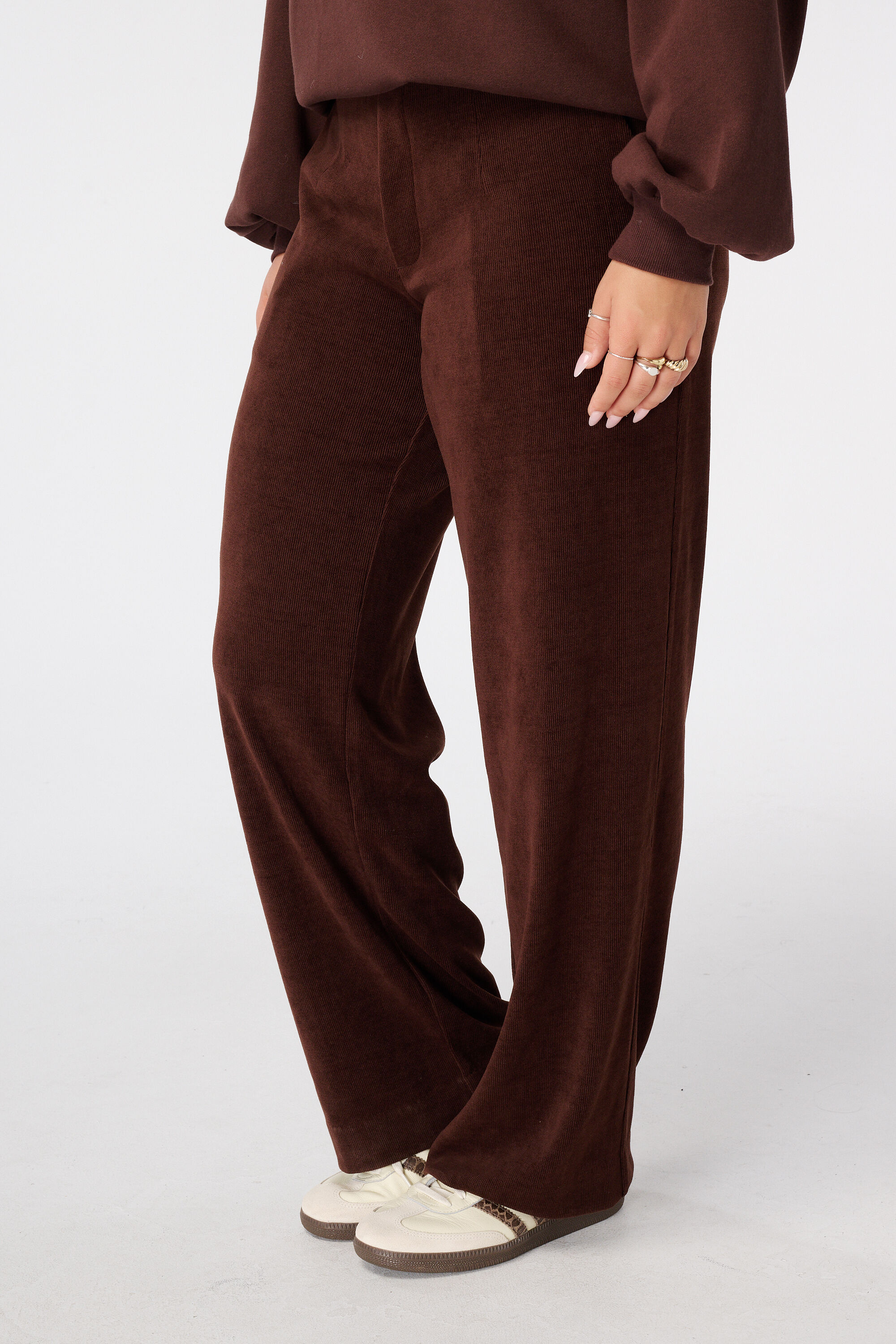 Corduroy wide leg broek image number 3