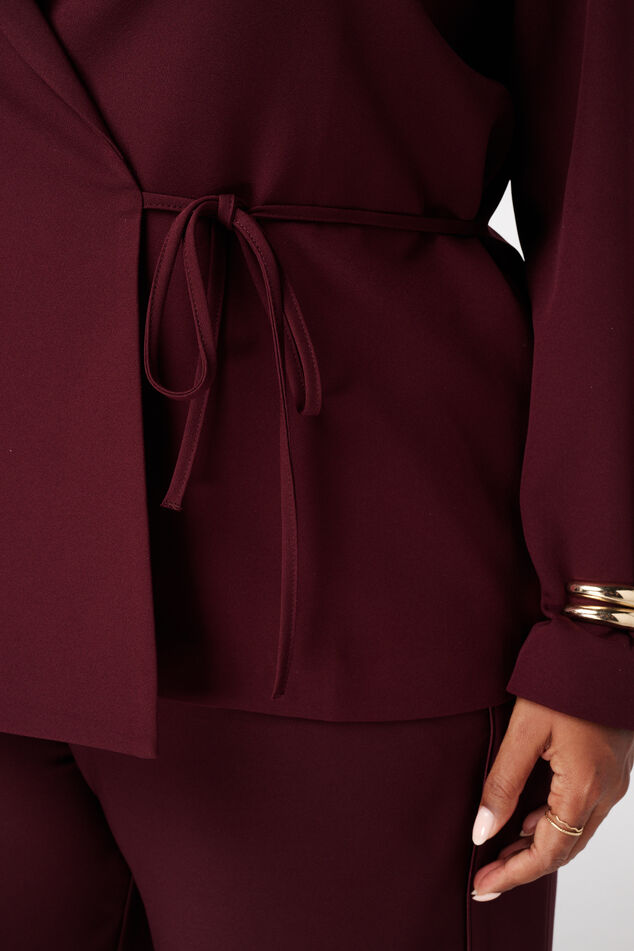 Overslag blazer met strikceintuur image number 6