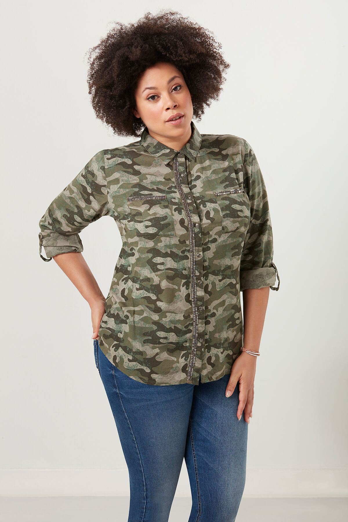 Camouflage blouse dames deals