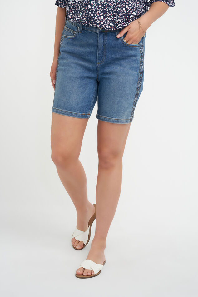 Denim short met strass steentjes image number 0
