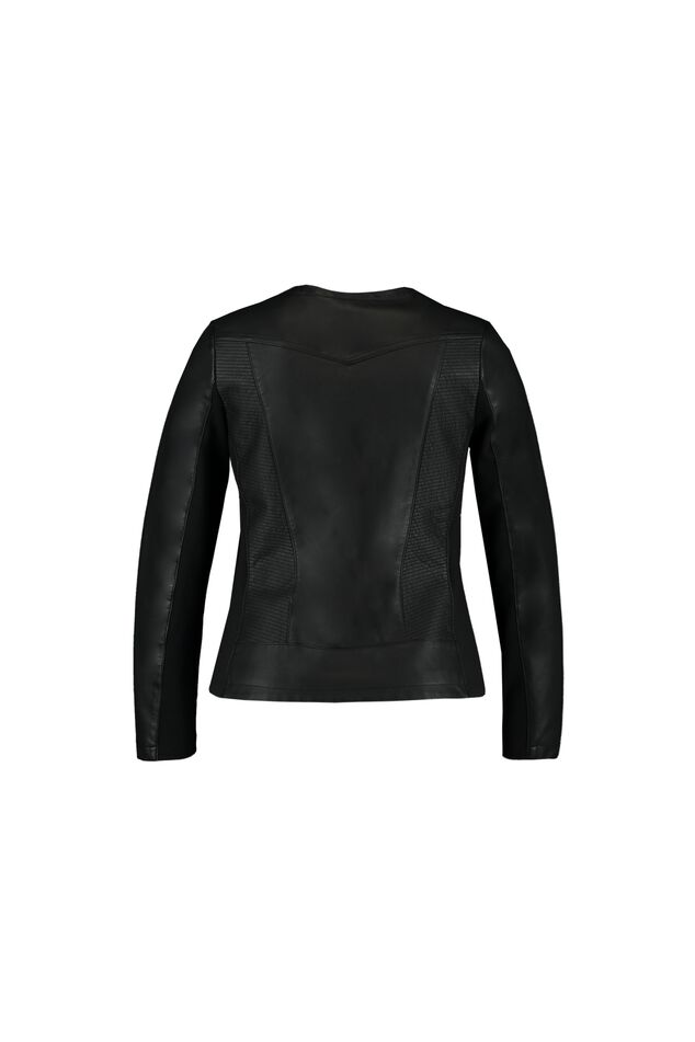 Imitatieleren bikerjack met ronde hals image number 2