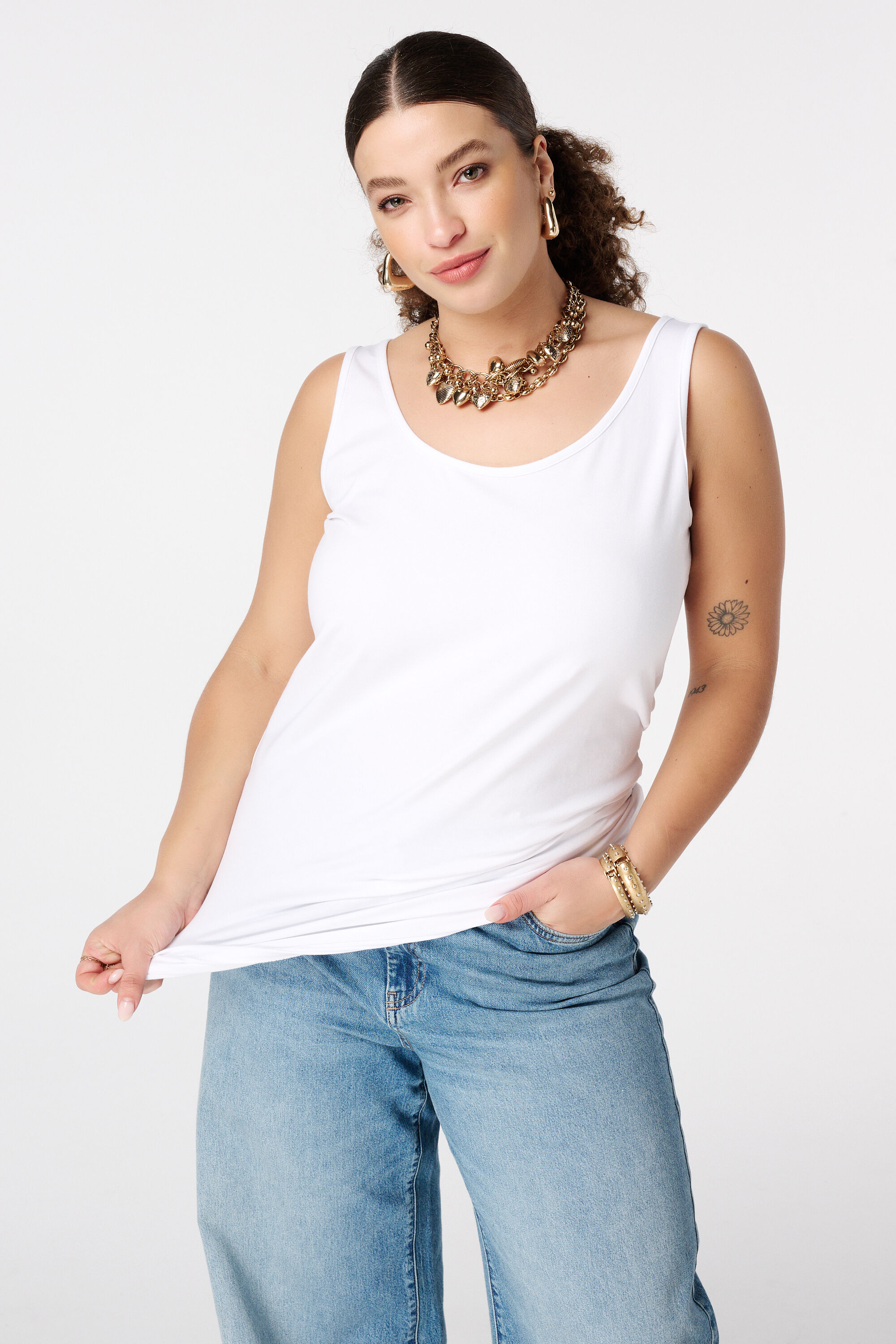 Katoenen extra lange singlet